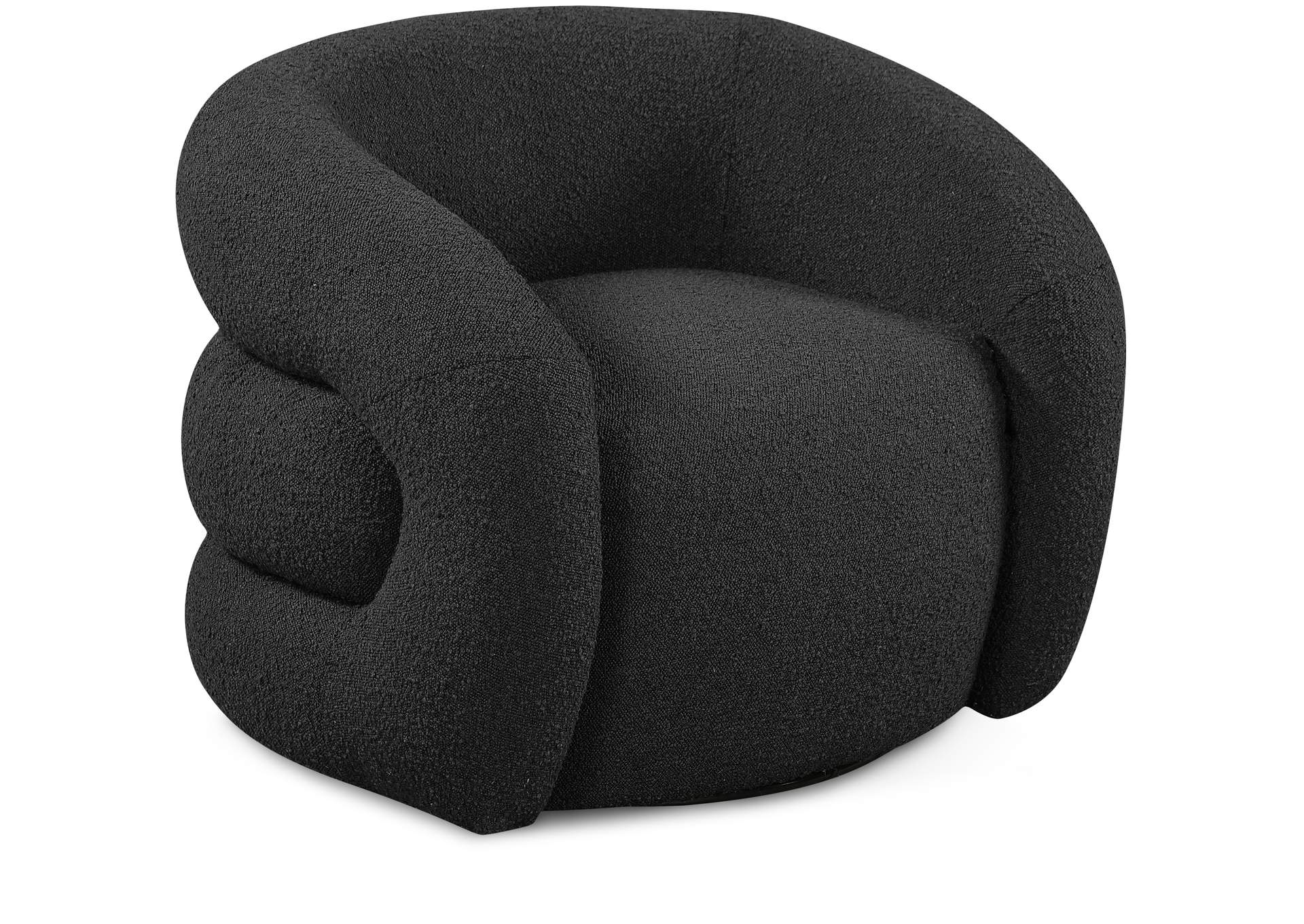 Roxbury Black Boucle Fabric Swivel Accent Chair,Meridian Furniture