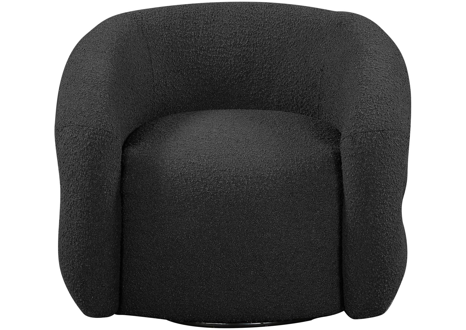 Roxbury Black Boucle Fabric Swivel Accent Chair,Meridian Furniture