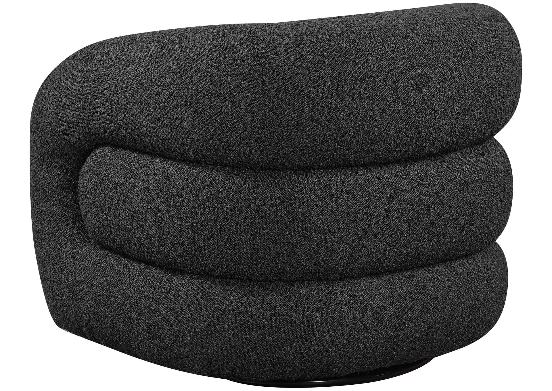 Roxbury Black Boucle Fabric Swivel Accent Chair,Meridian Furniture