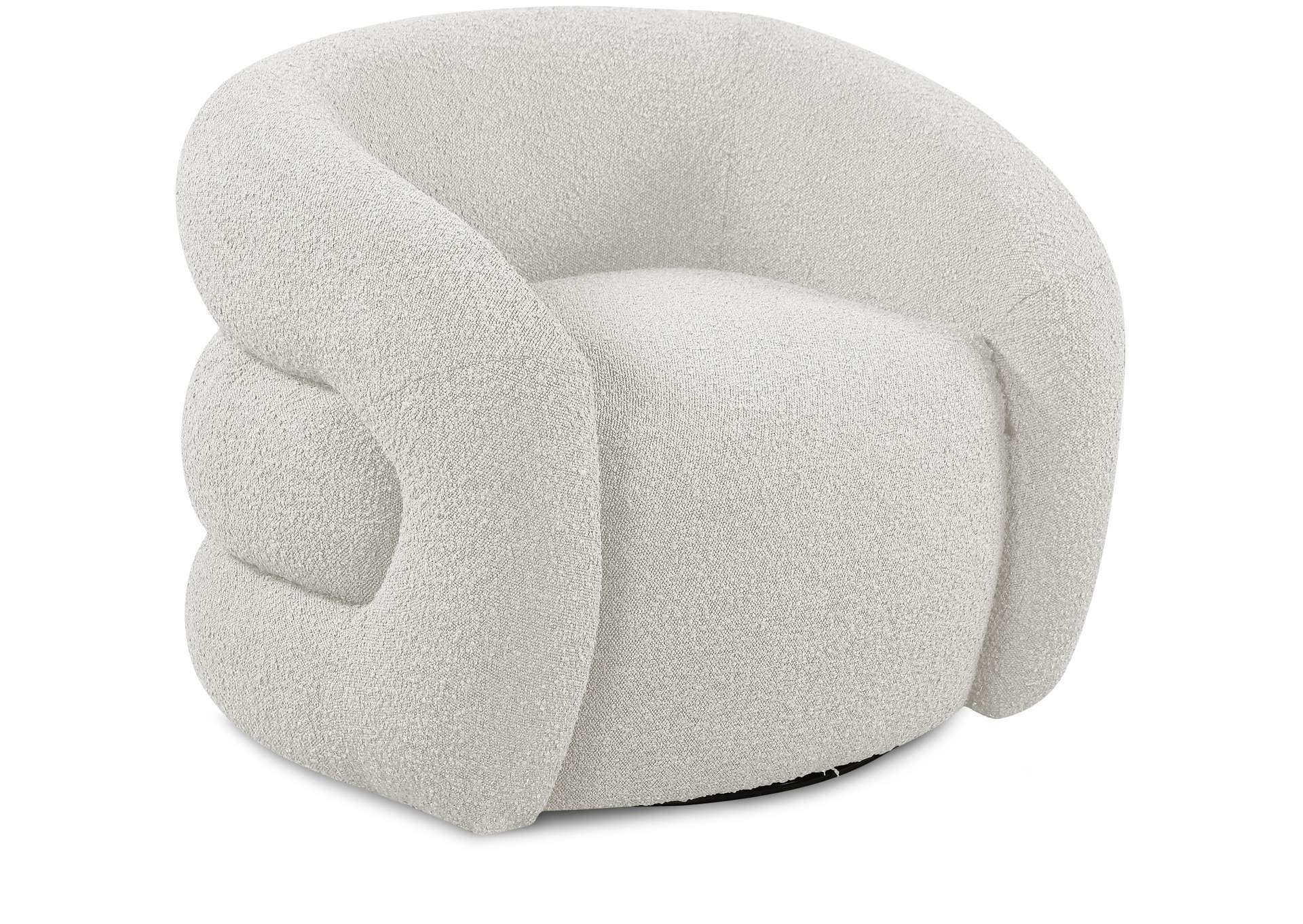 Roxbury Cream Boucle Fabric Swivel Accent Chair,Meridian Furniture