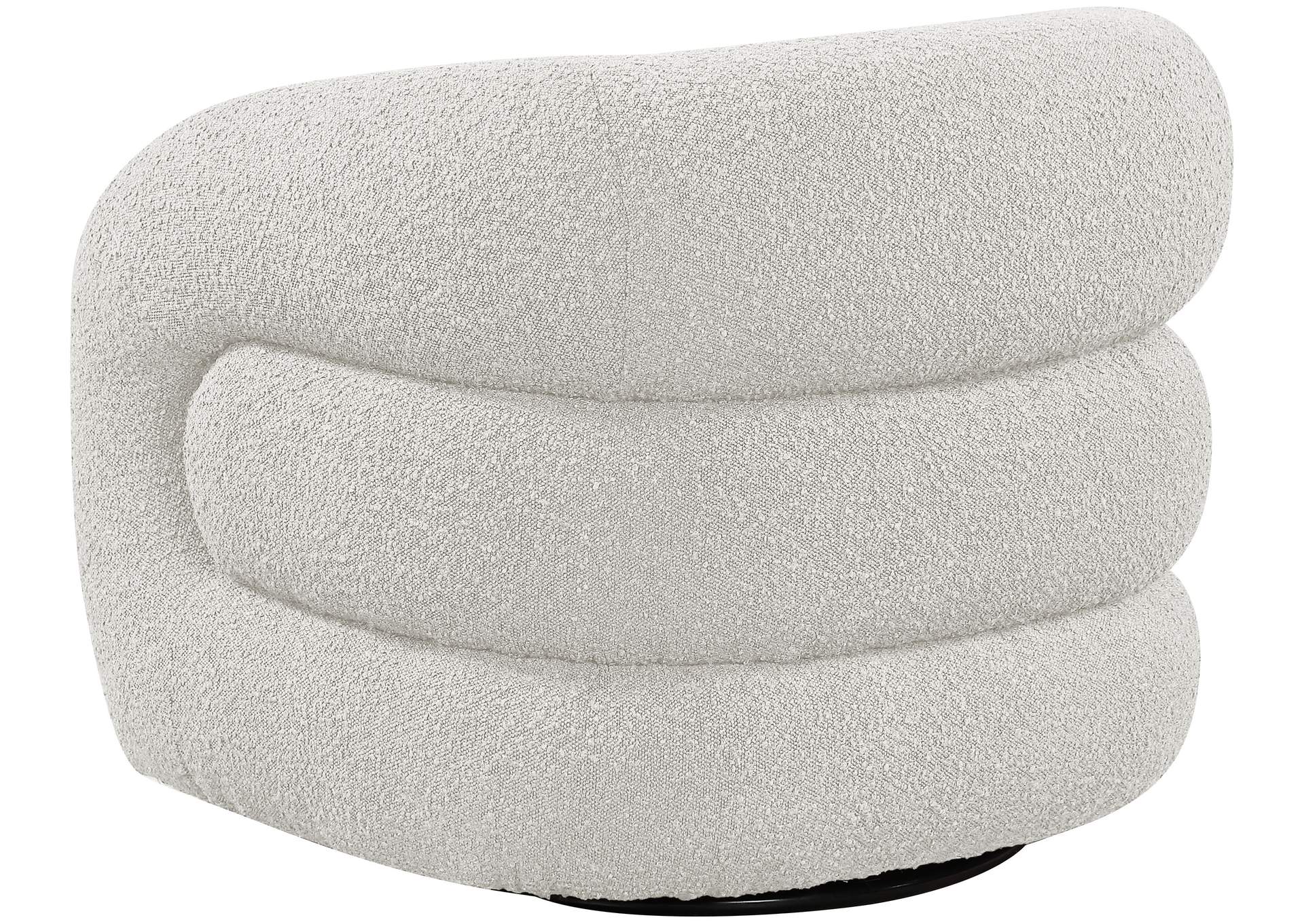 Roxbury Cream Boucle Fabric Swivel Accent Chair,Meridian Furniture