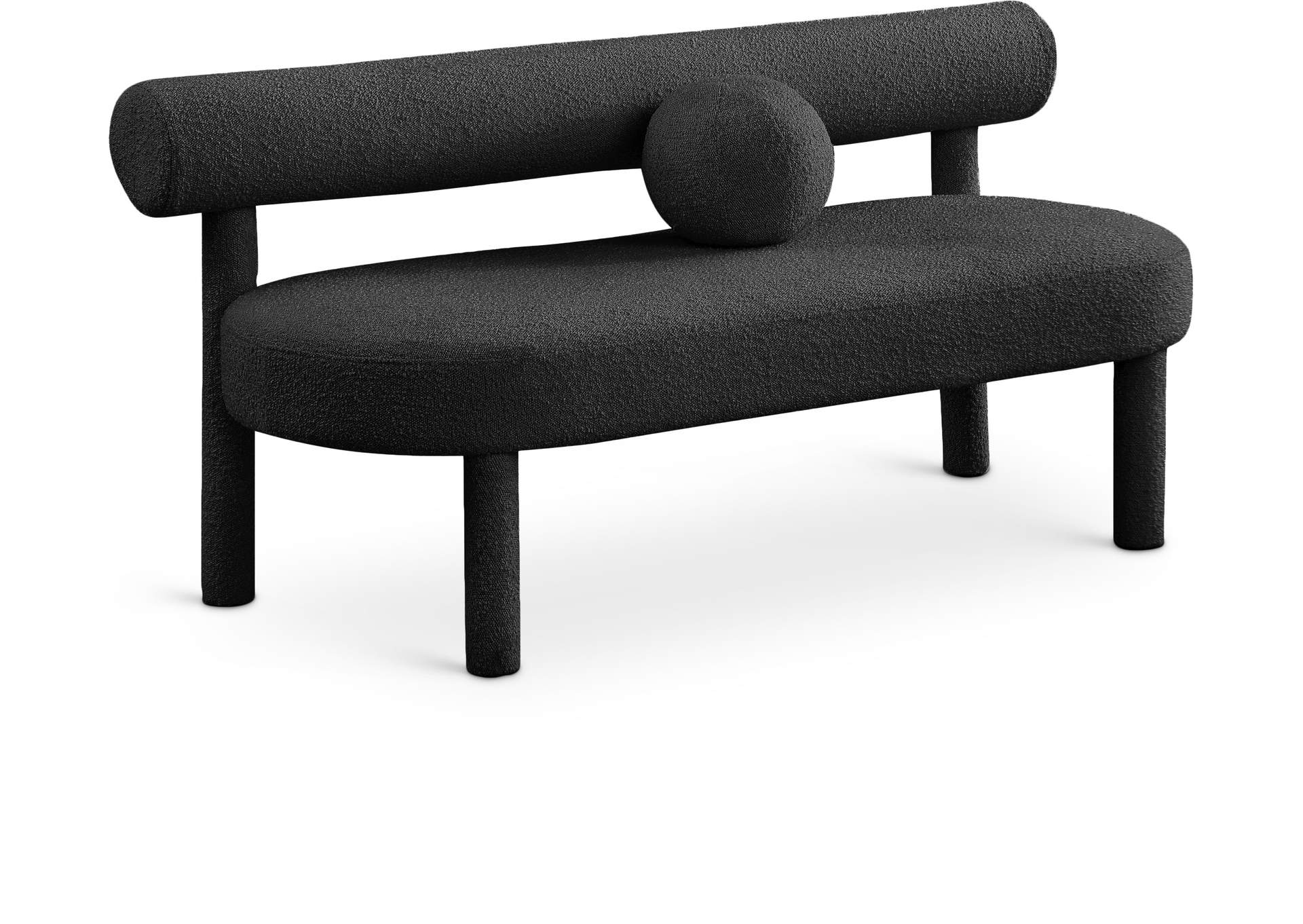 Parlor Black Boucle Fabric Bench,Meridian Furniture