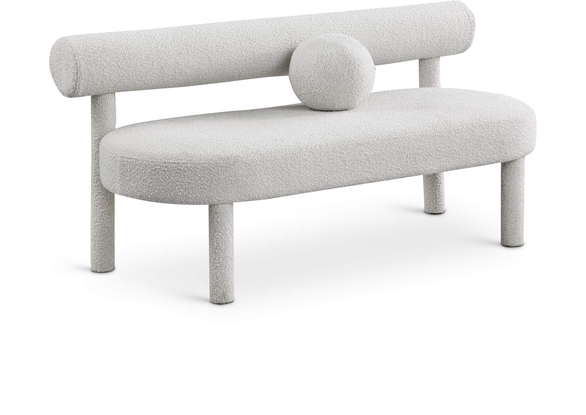 Parlor Cream Boucle Fabric Bench,Meridian Furniture