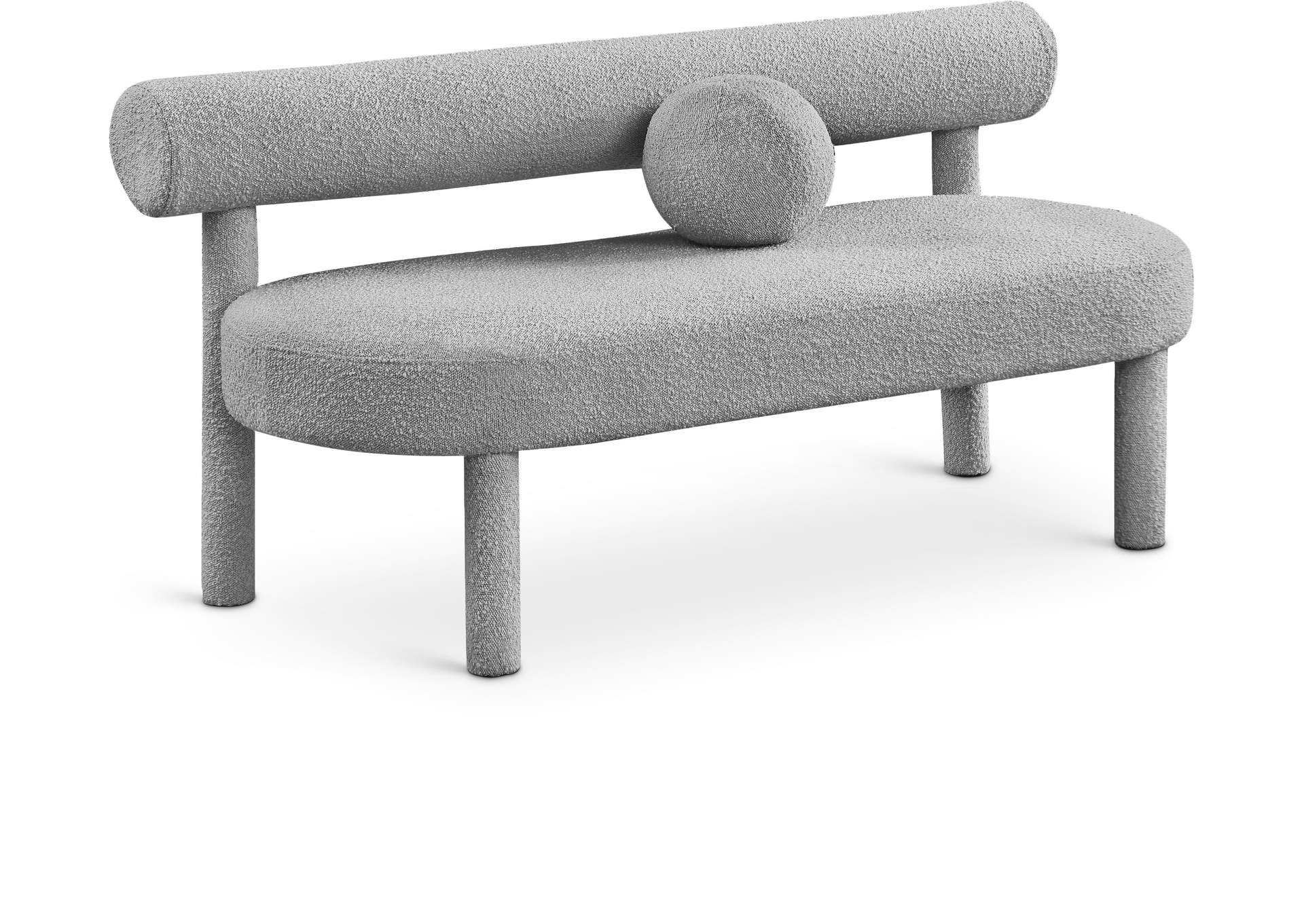 Parlor Grey Boucle Fabric Bench,Meridian Furniture