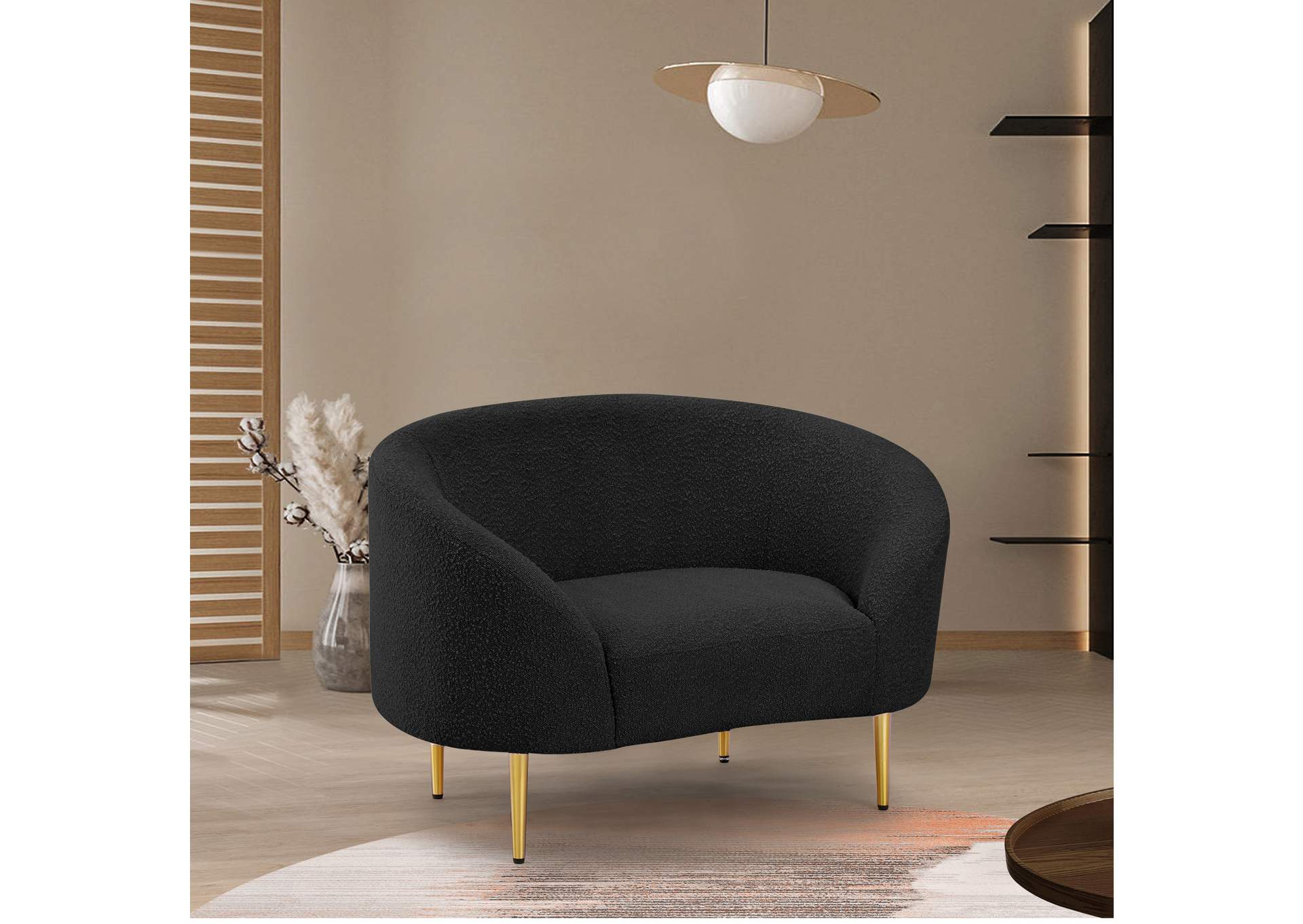 Ritz Black Boucle Fabric Chair,Meridian Furniture
