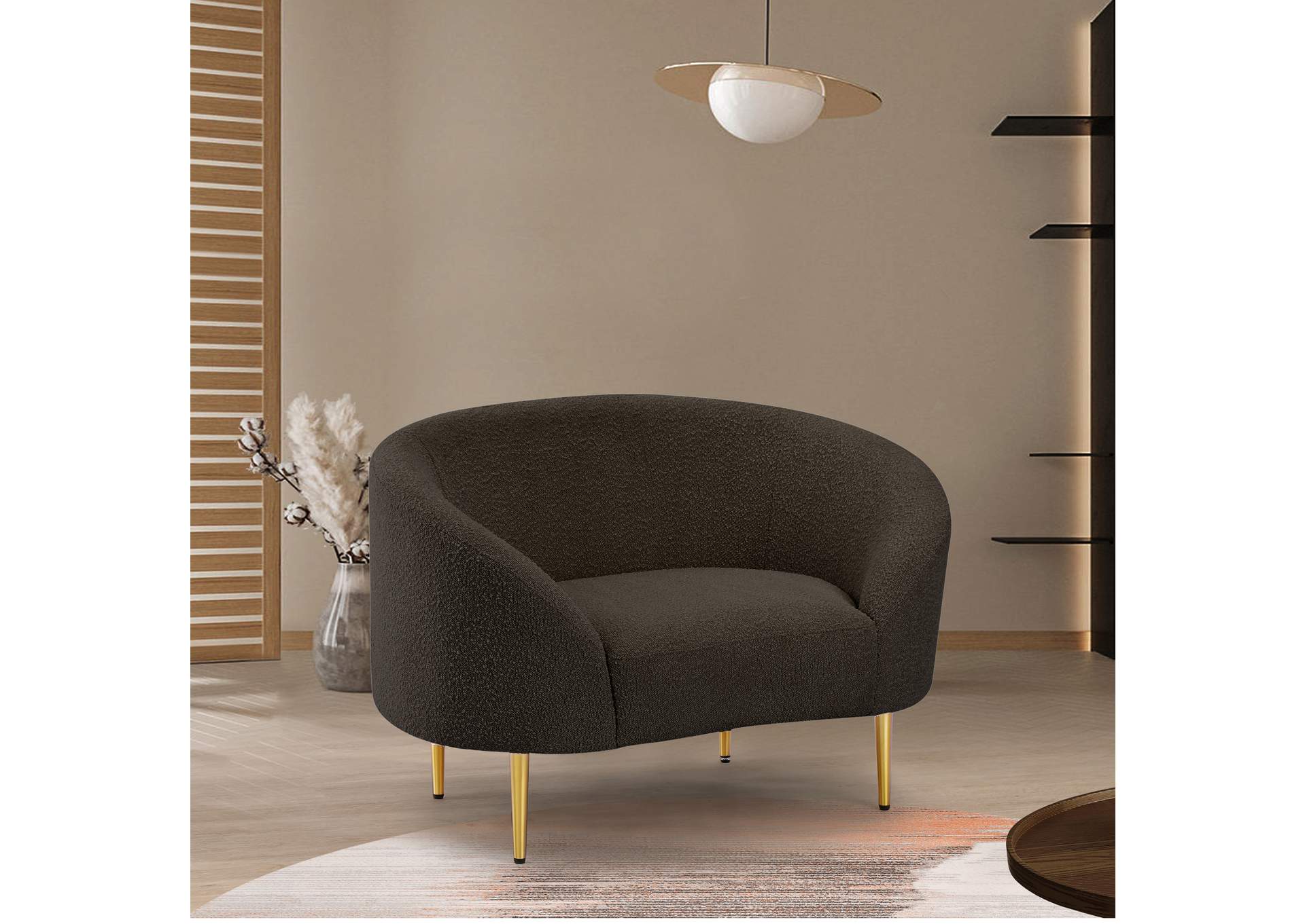 Ritz Brown Boucle Fabric Chair,Meridian Furniture