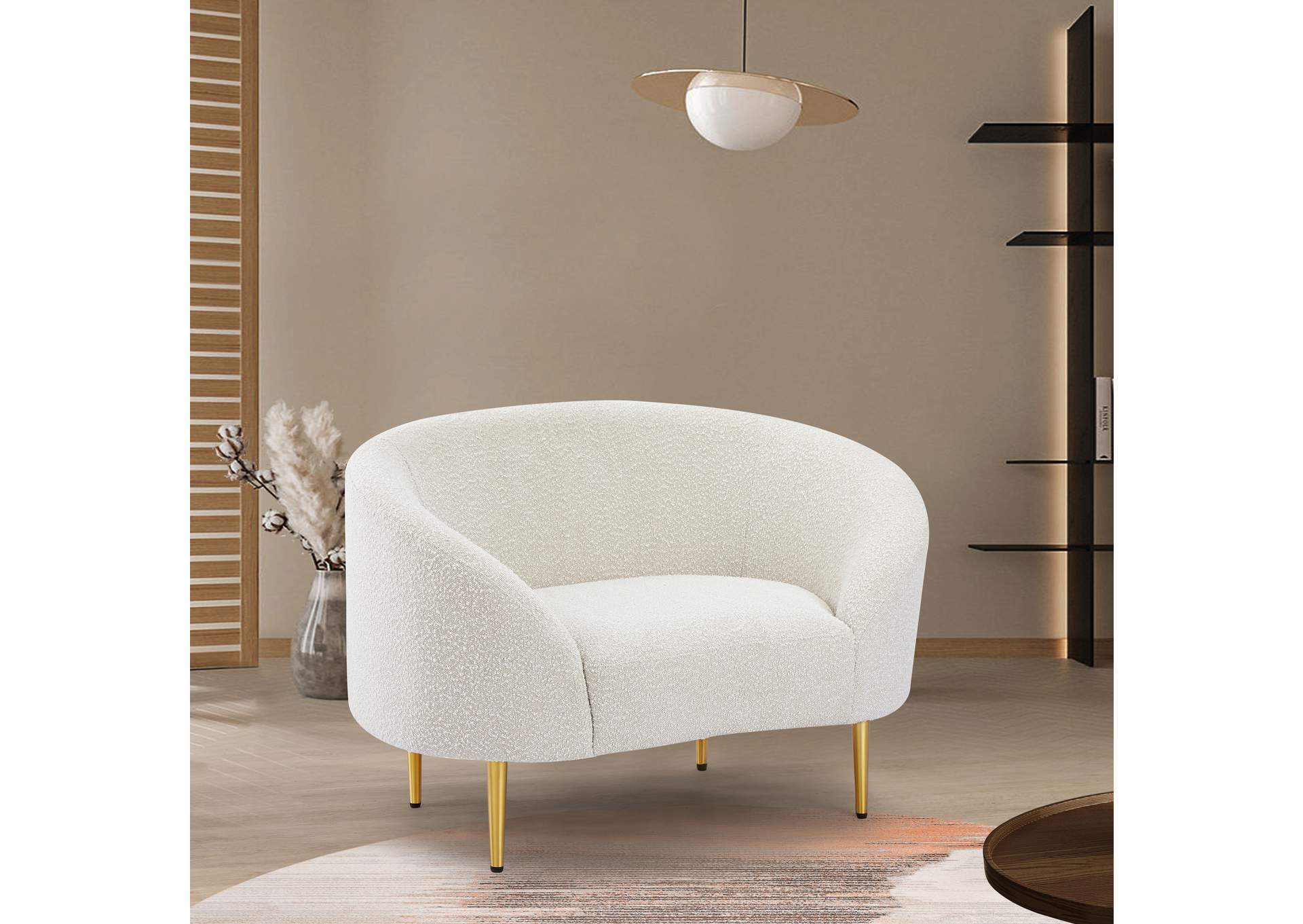 Ritz Cream Boucle Fabric Chair,Meridian Furniture