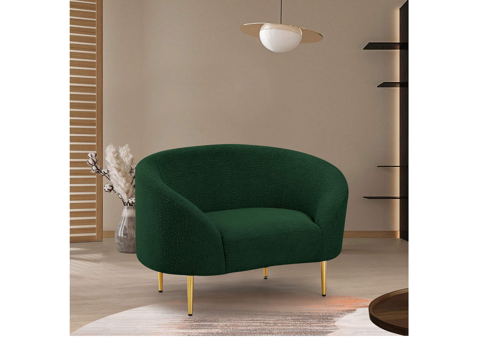 Ritz Green Boucle Fabric Chair,Meridian Furniture