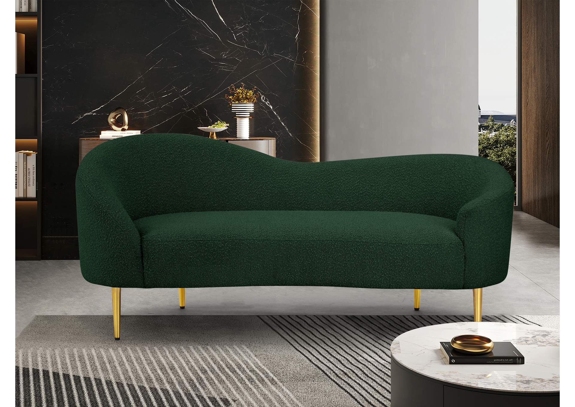 Ritz Green Boucle Fabric Loveseat,Meridian Furniture