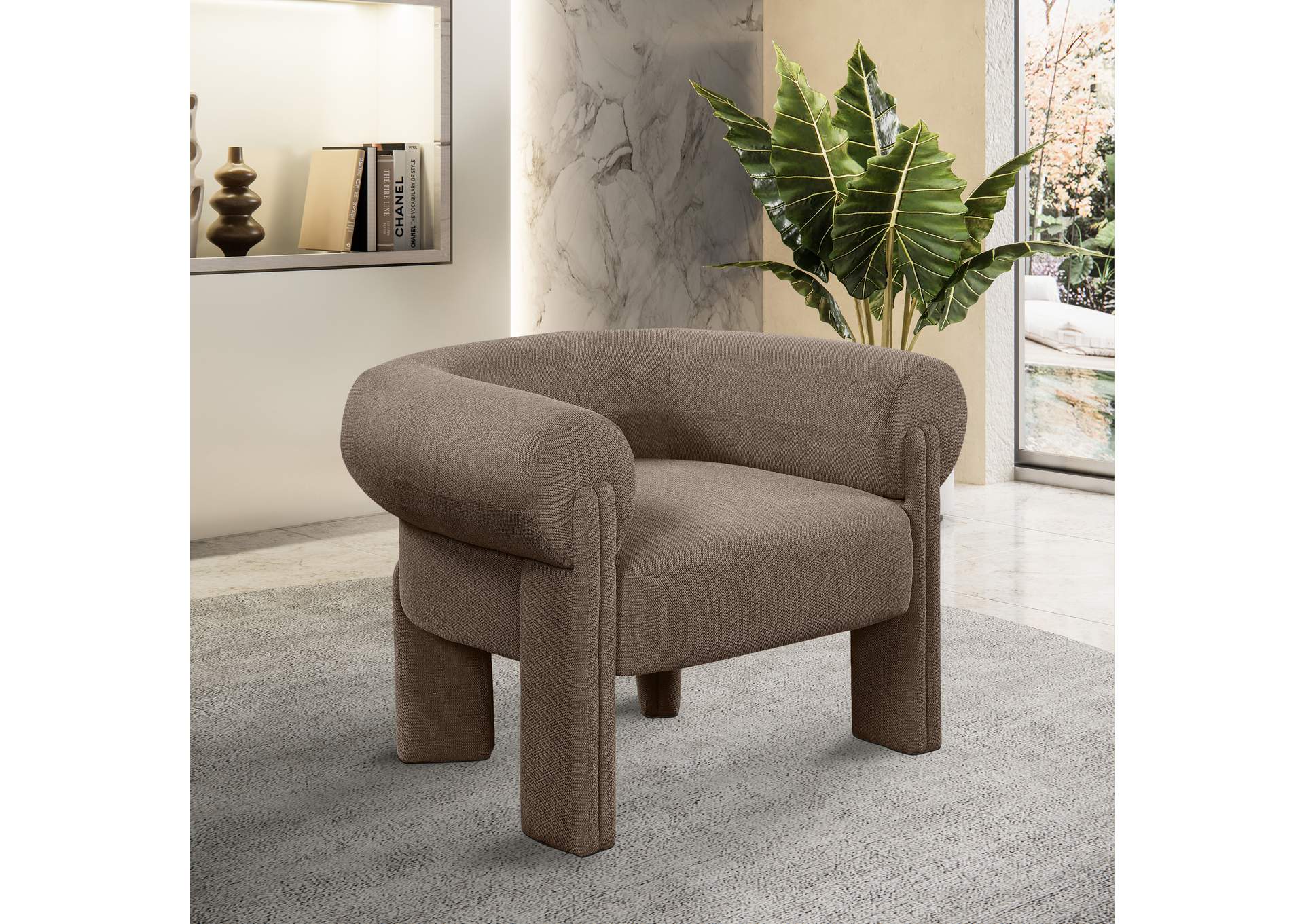 Stefano Brown Polyester Fabric Accent Chair,Meridian Furniture