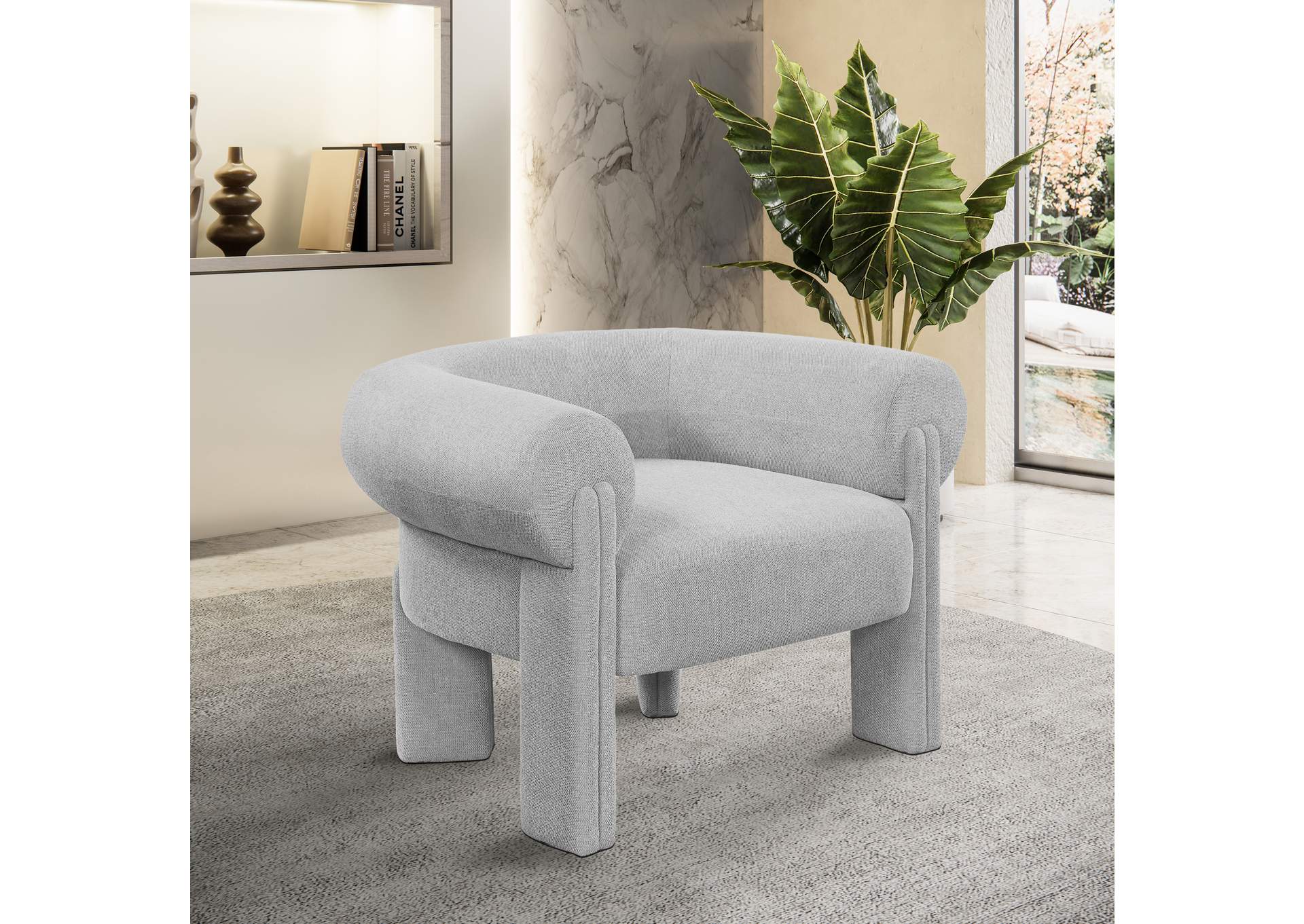 Stefano Grey Polyester Fabric Accent Chair,Meridian Furniture