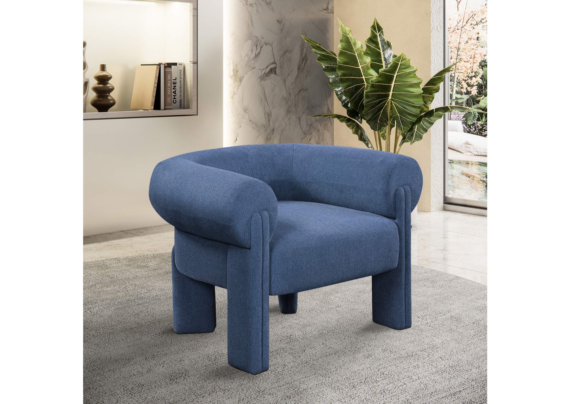 Stefano Navy Polyester Fabric Accent Chair,Meridian Furniture