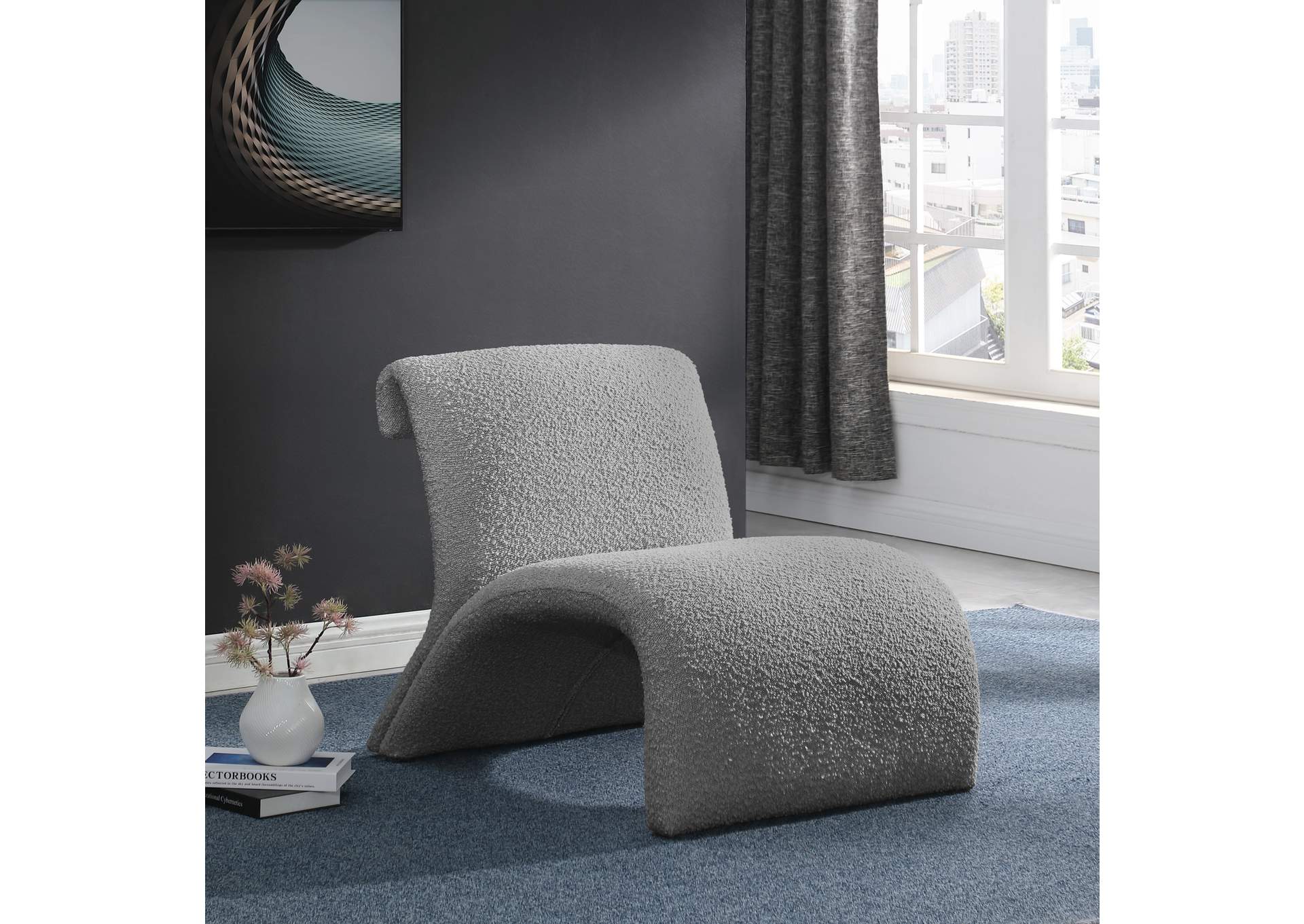 Mulberry Grey Boucle Fabric Accent Chair,Meridian Furniture