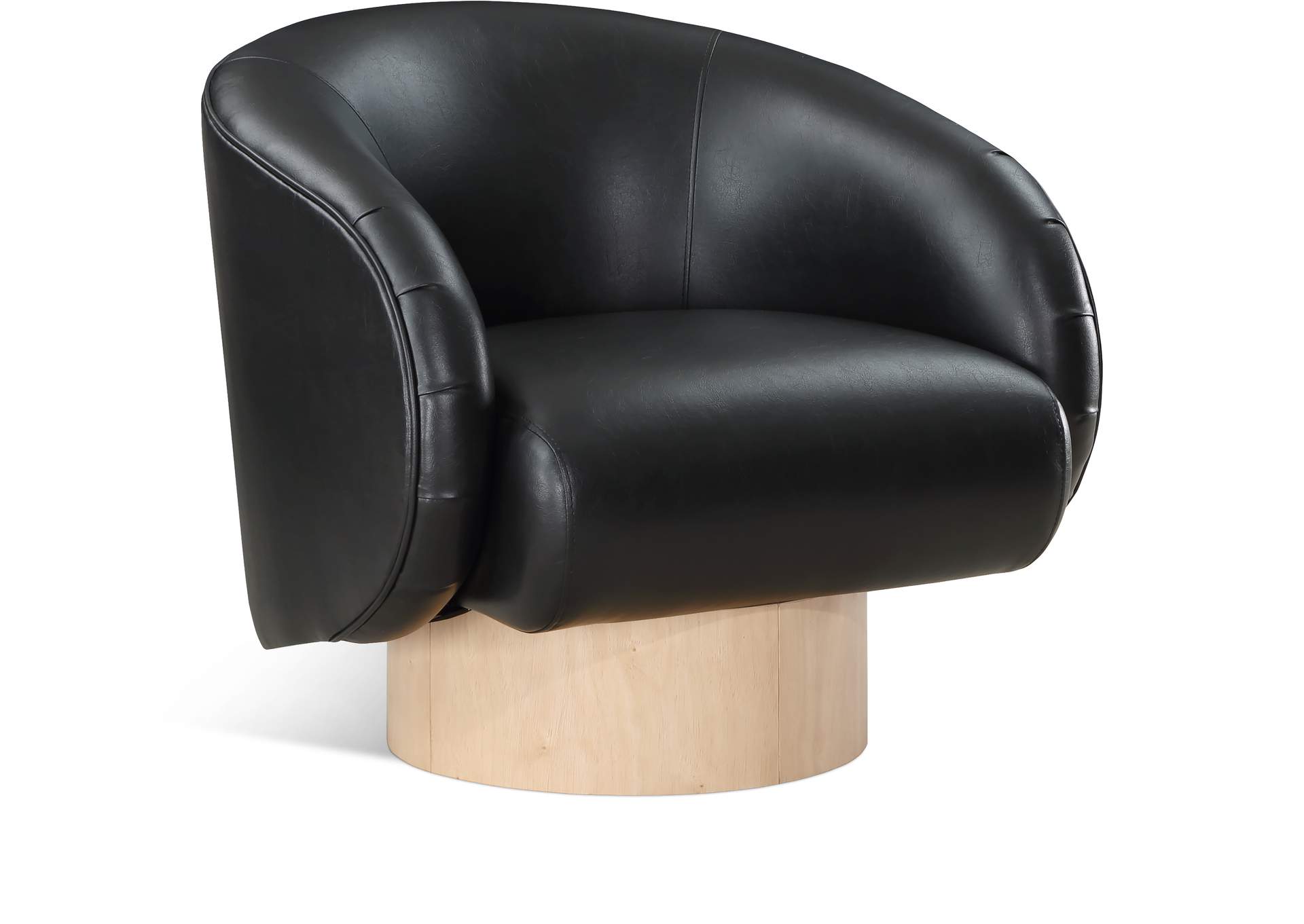 Gibson Black Faux Leather Swivel Accent Chair,Meridian Furniture