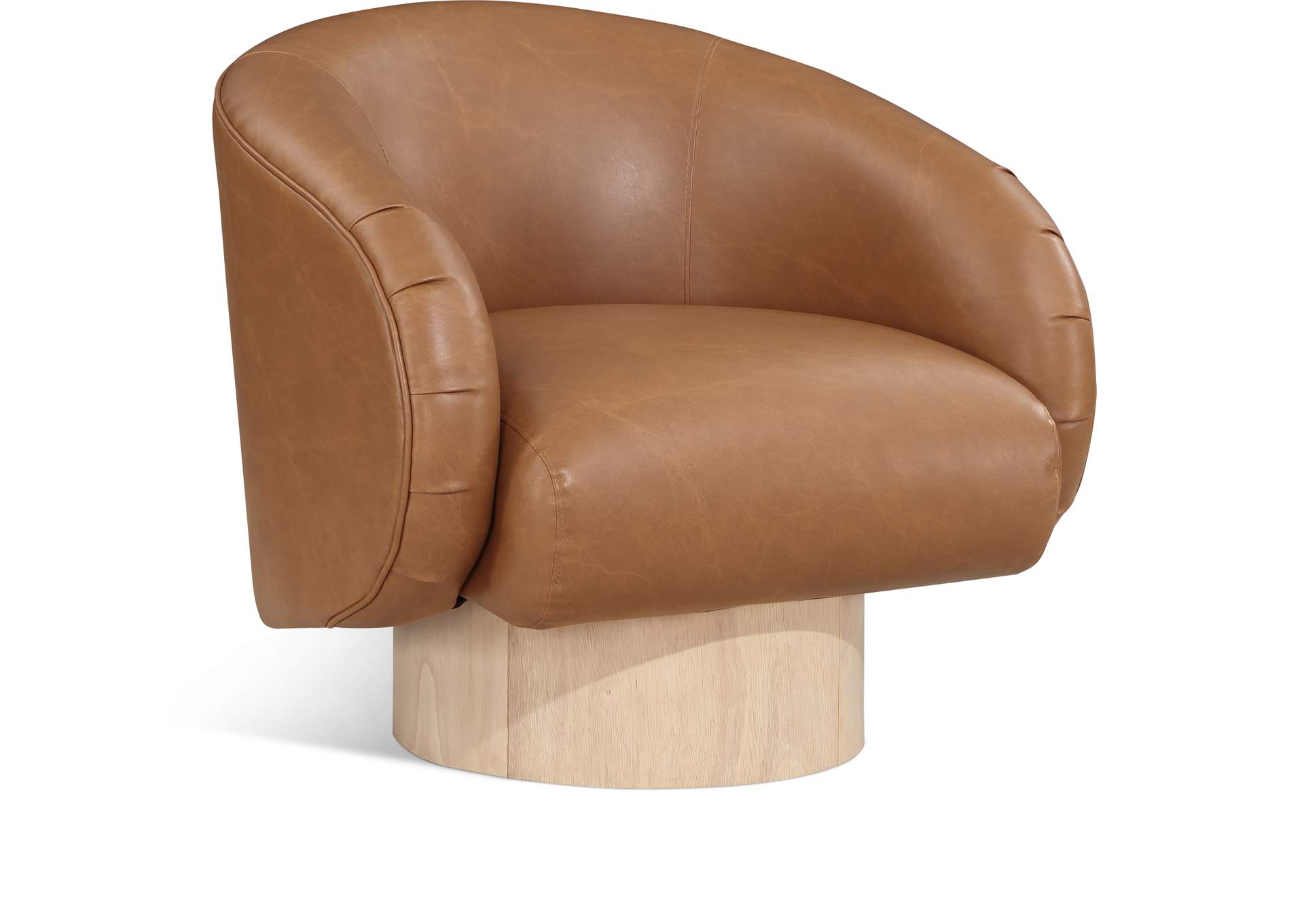 Gibson Cognac Faux Leather Swivel Accent Chair,Meridian Furniture