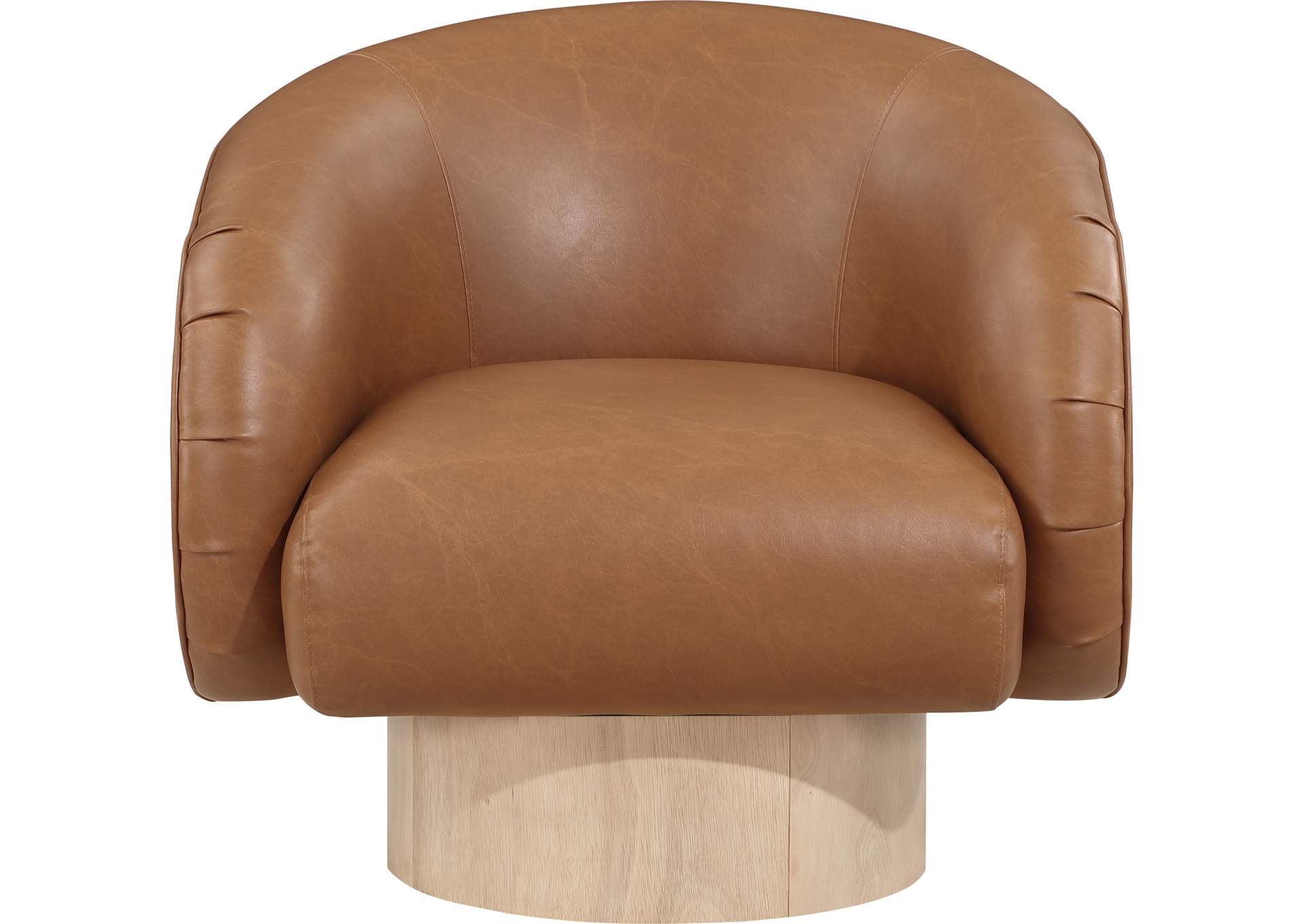 Gibson Cognac Faux Leather Swivel Accent Chair,Meridian Furniture