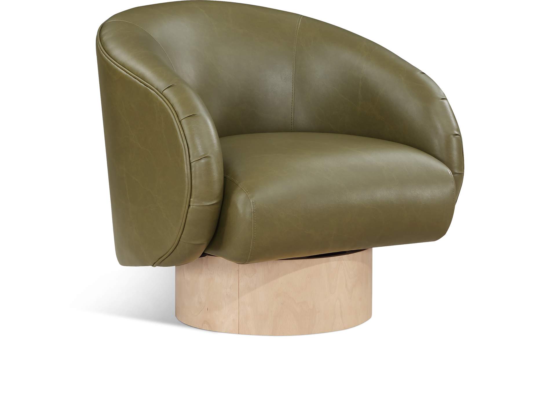 Gibson Olive Faux Leather Swivel Accent Chair,Meridian Furniture