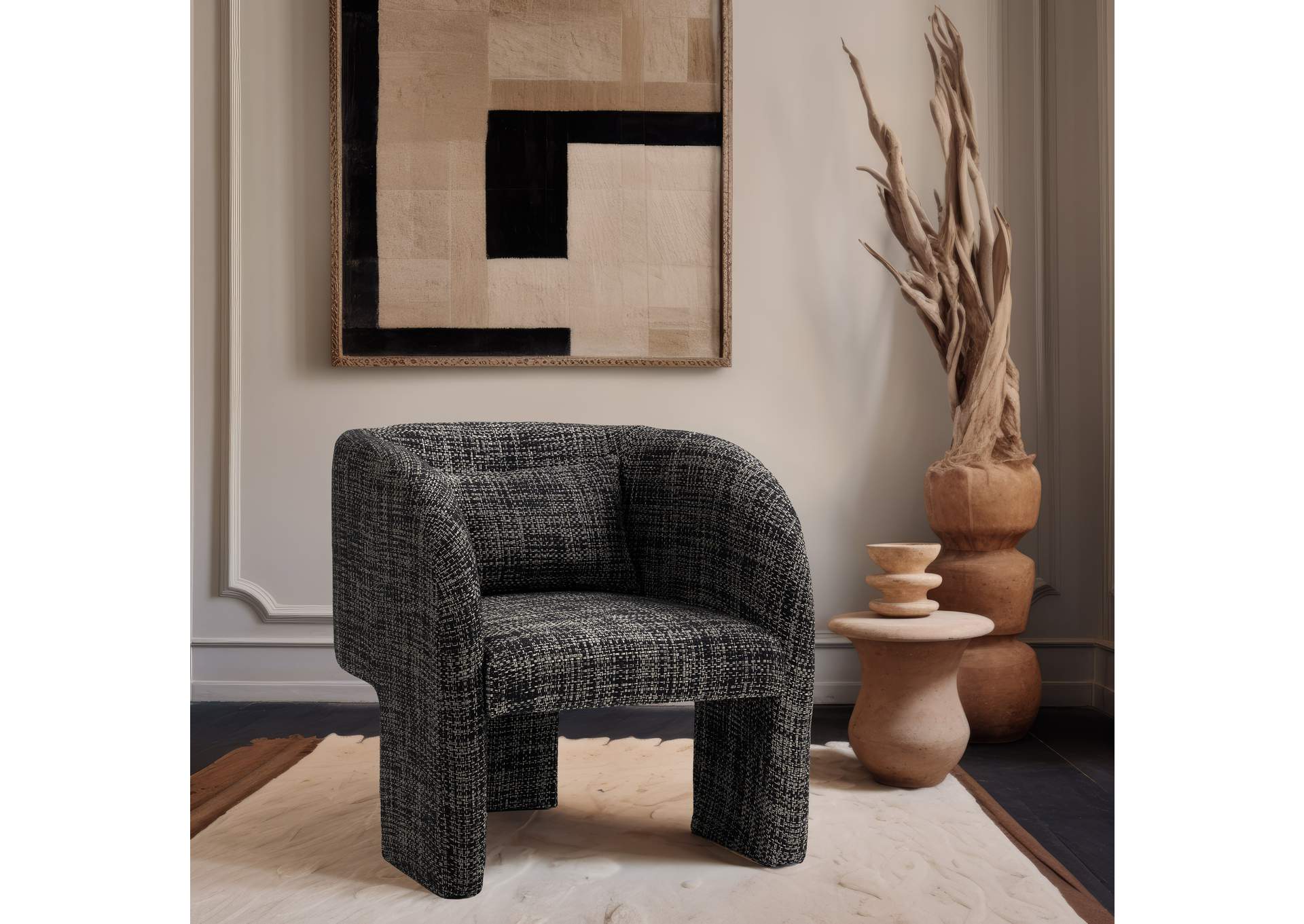 Sawyer Black Weaved Polyester Fabric Accent Chair,Meridian Furniture