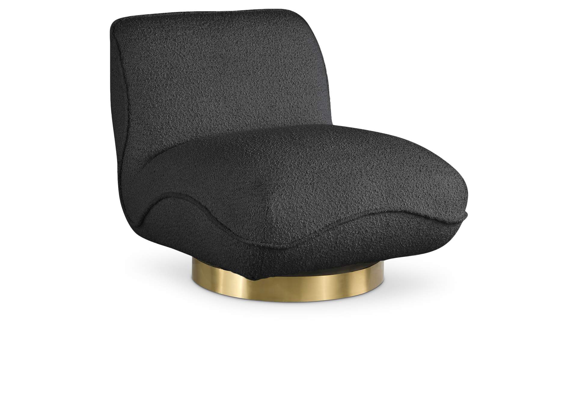 Geneva Black Boucle Fabric Swivel Accent Chair,Meridian Furniture