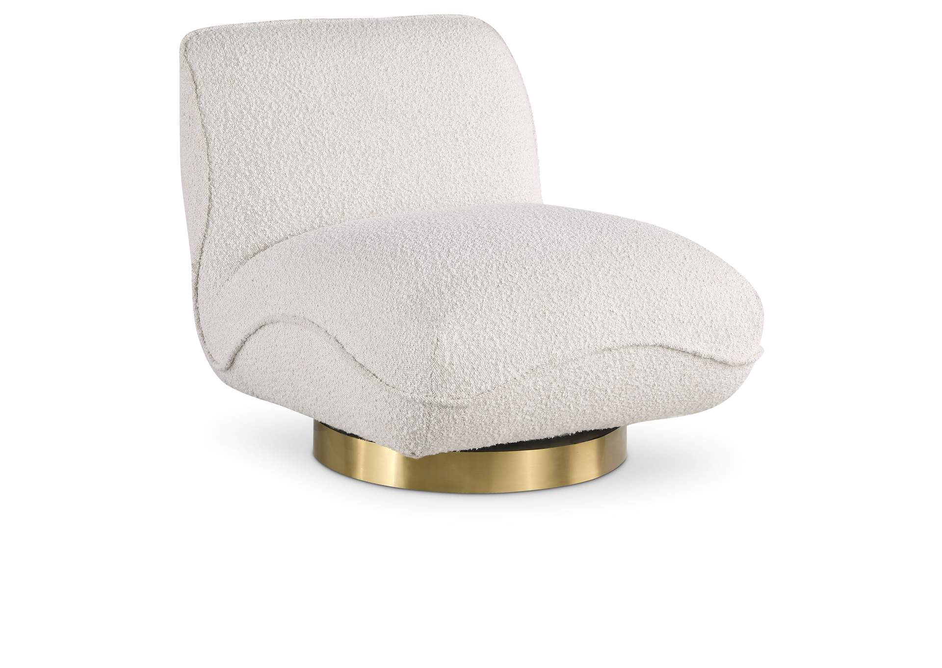 Geneva Cream Boucle Fabric Swivel Accent Chair,Meridian Furniture