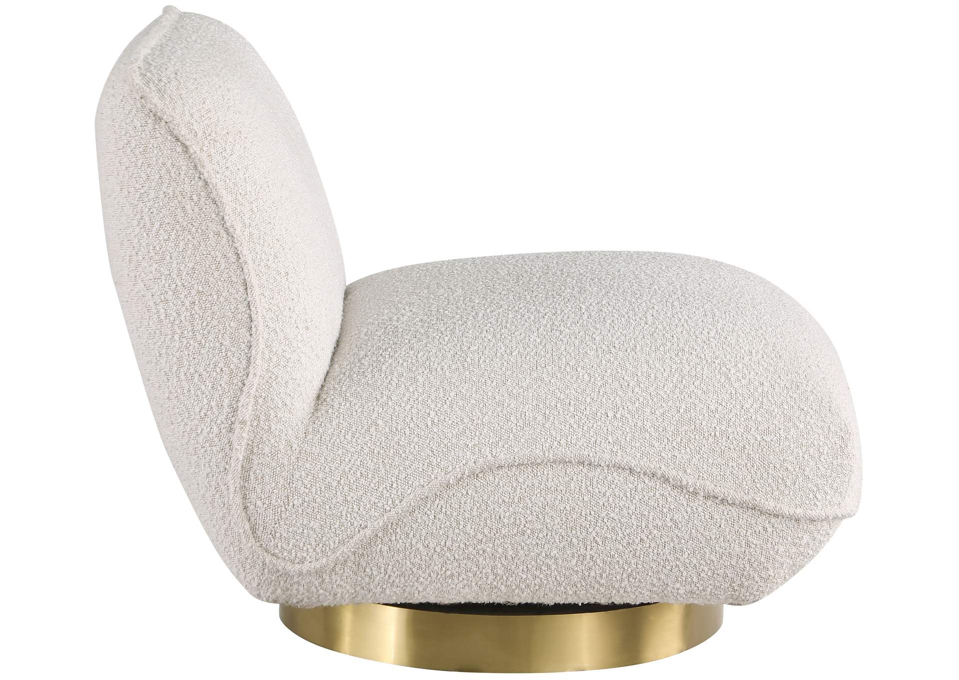 Geneva Cream Boucle Fabric Swivel Accent Chair,Meridian Furniture