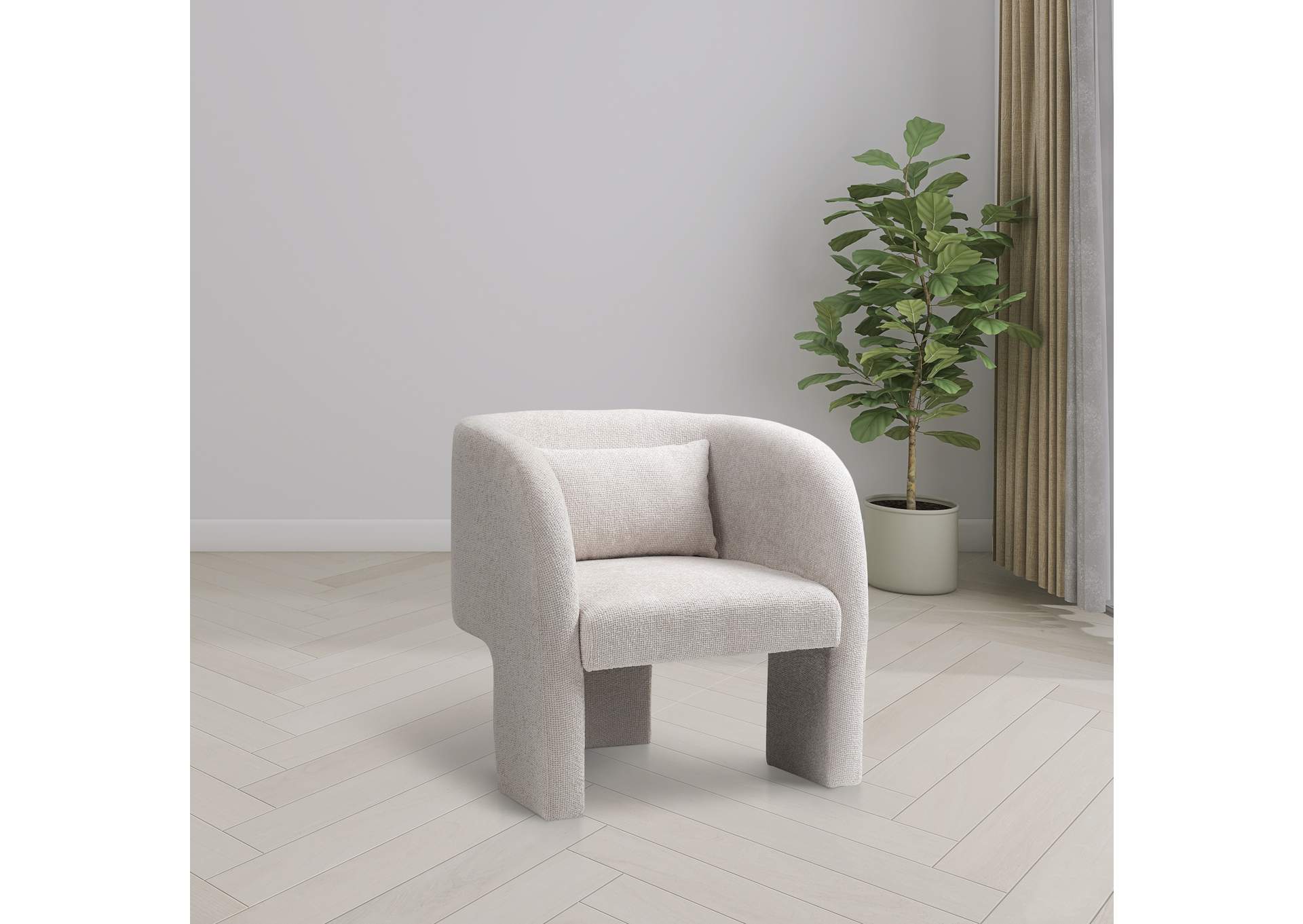 Sawyer Cream Chenille Fabric Accent Chair,Meridian Furniture
