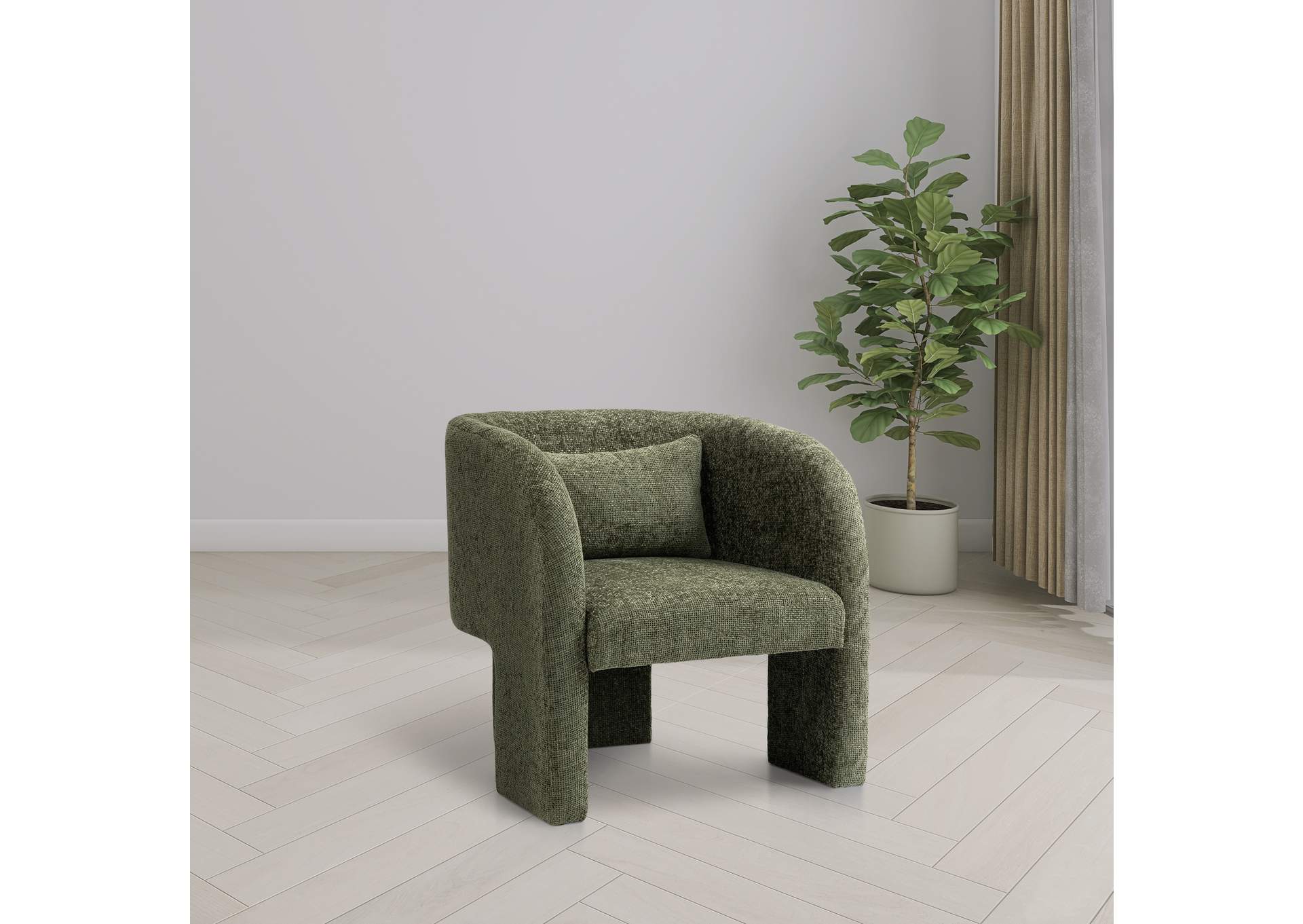 Sawyer Green Chenille Fabric Accent Chair,Meridian Furniture
