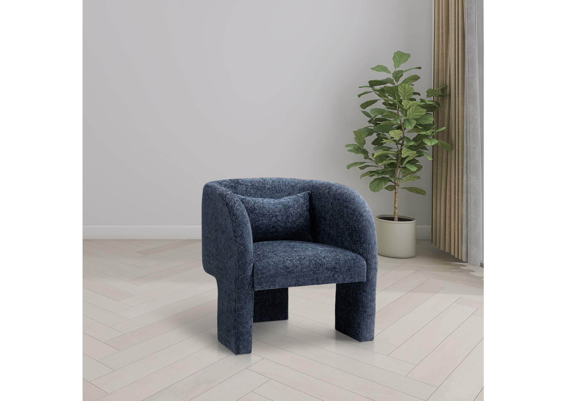 Sawyer Navy Chenille Fabric Accent Chair,Meridian Furniture