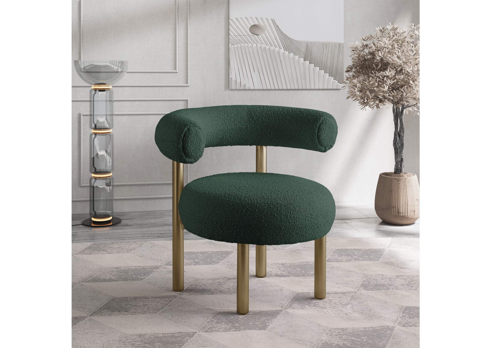 Bordeaux Green Boucle Fabric Accent Chair,Meridian Furniture