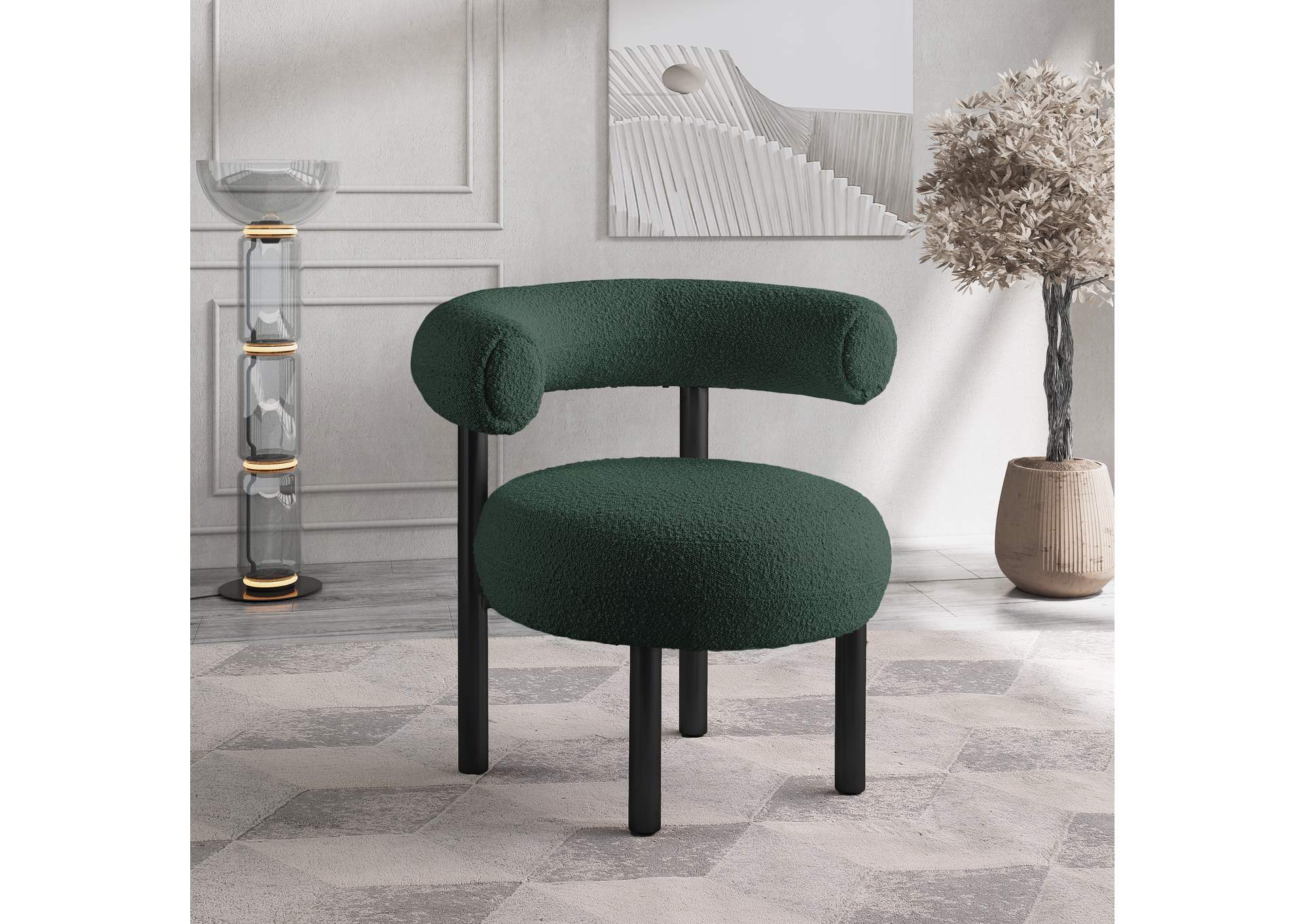 Bordeaux Green Boucle Fabric Accent Chair,Meridian Furniture