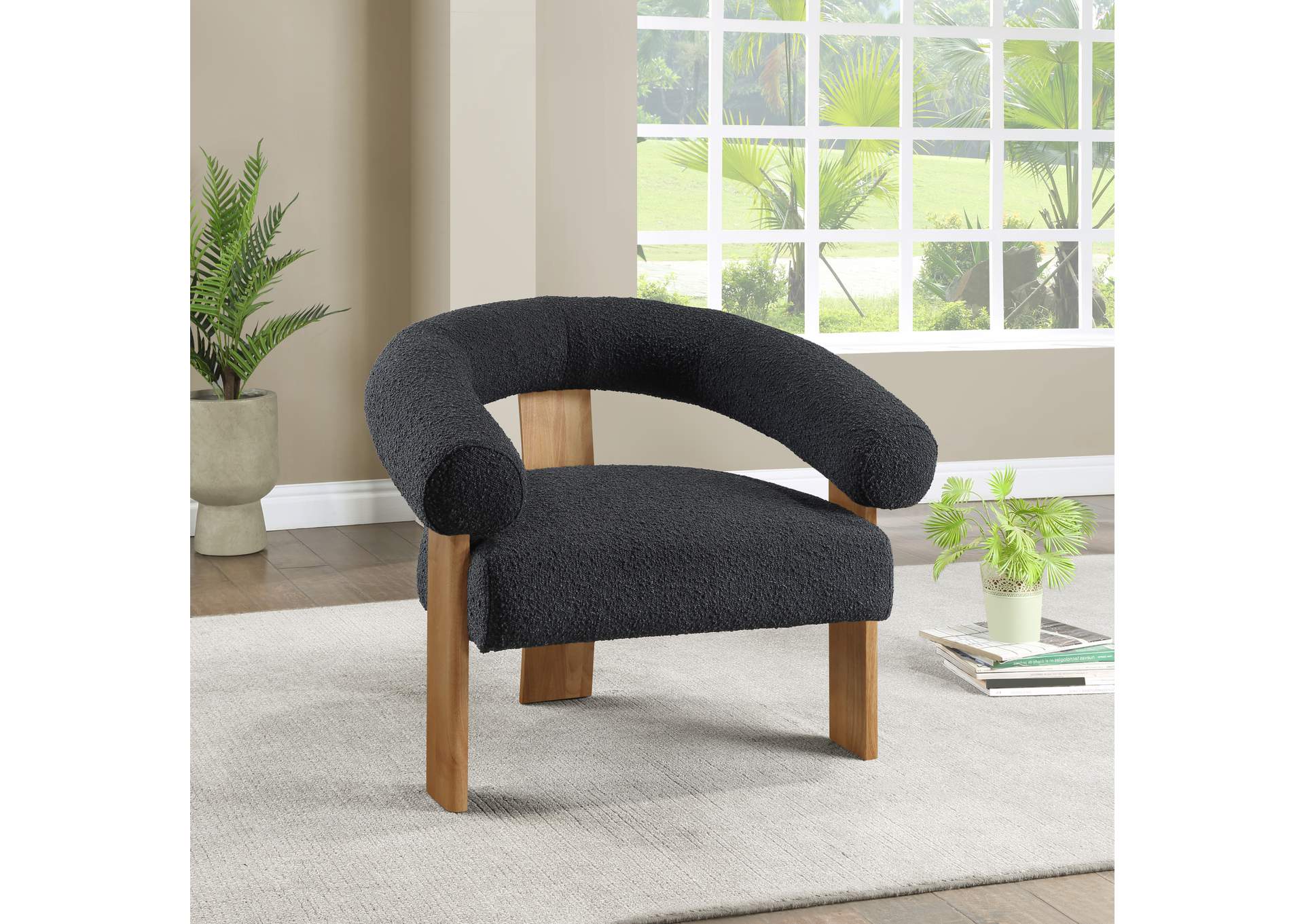 Winston Black Boucle Fabric Accent Chair,Meridian Furniture