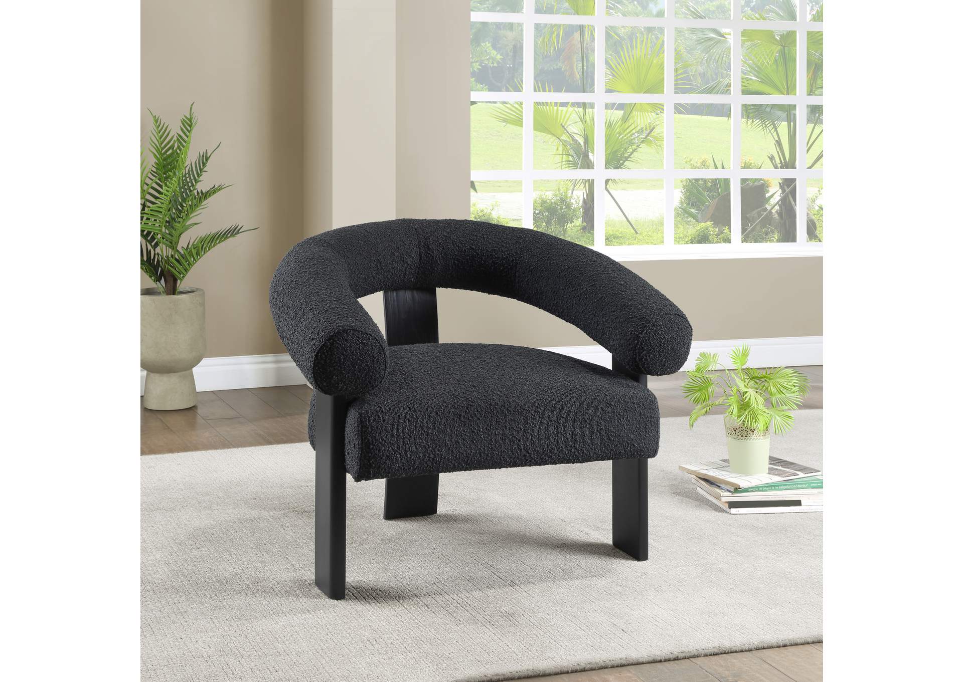 Winston Black Boucle Fabric Accent Chair,Meridian Furniture