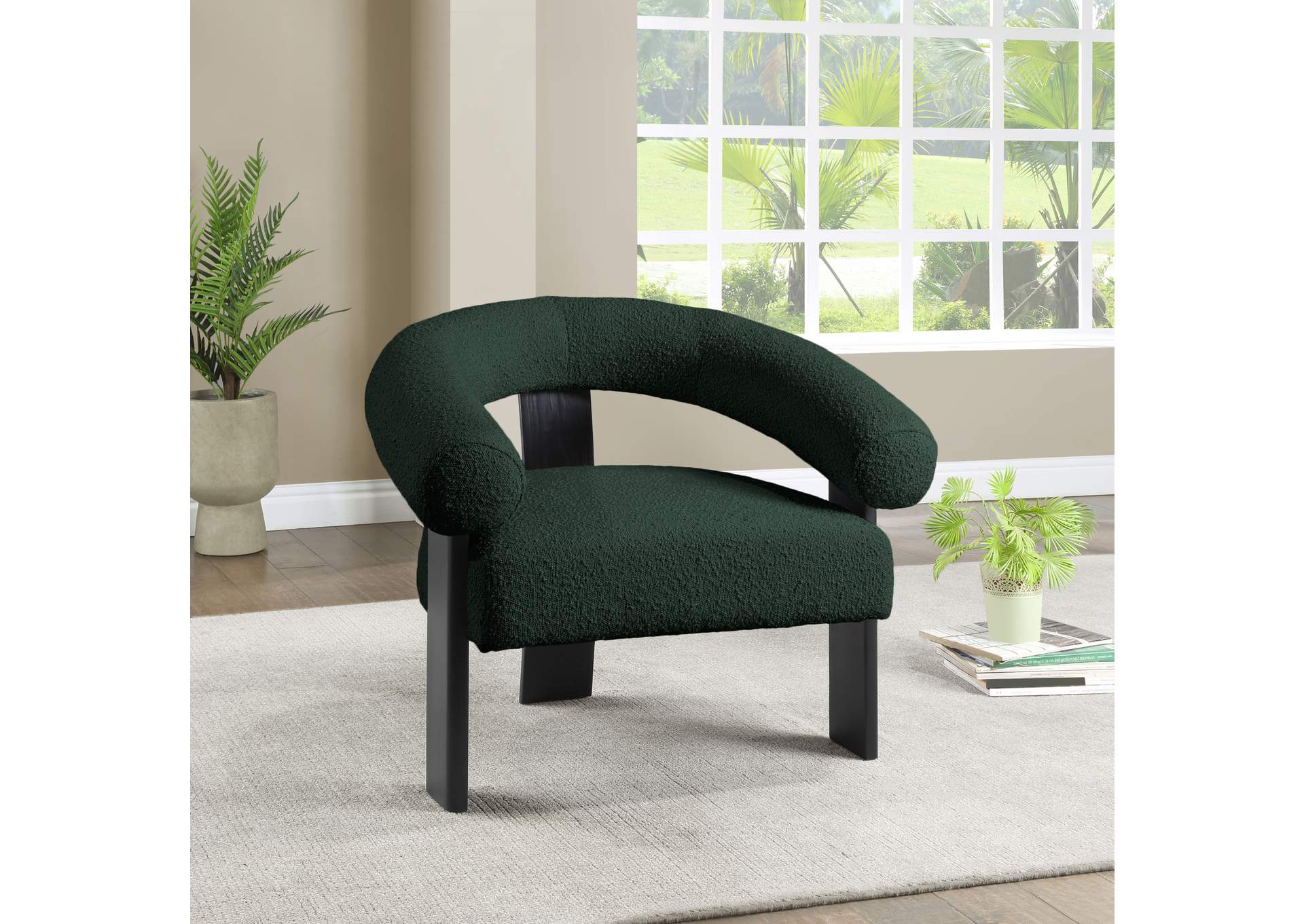 Winston Green Boucle Fabric Accent Chair,Meridian Furniture
