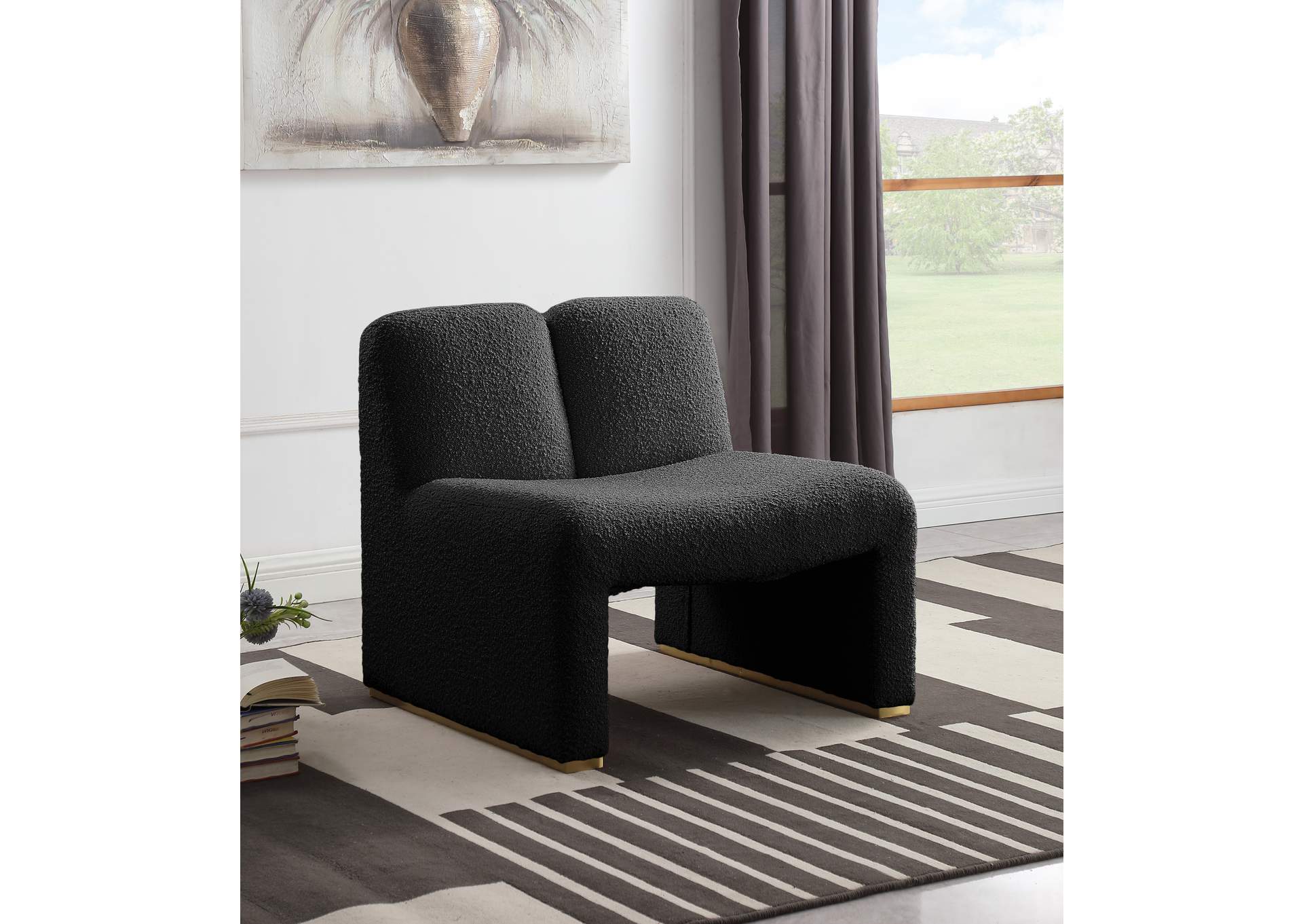 Alta Black Boucle Fabric Accent Chair,Meridian Furniture