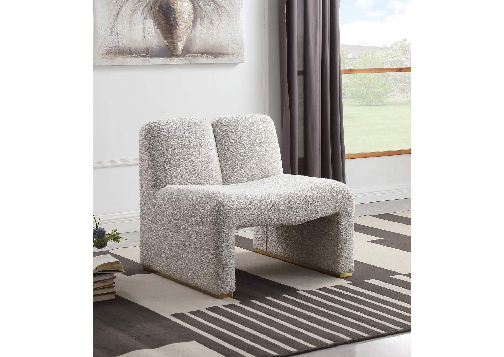 Alta Cream Boucle Fabric Accent Chair,Meridian Furniture