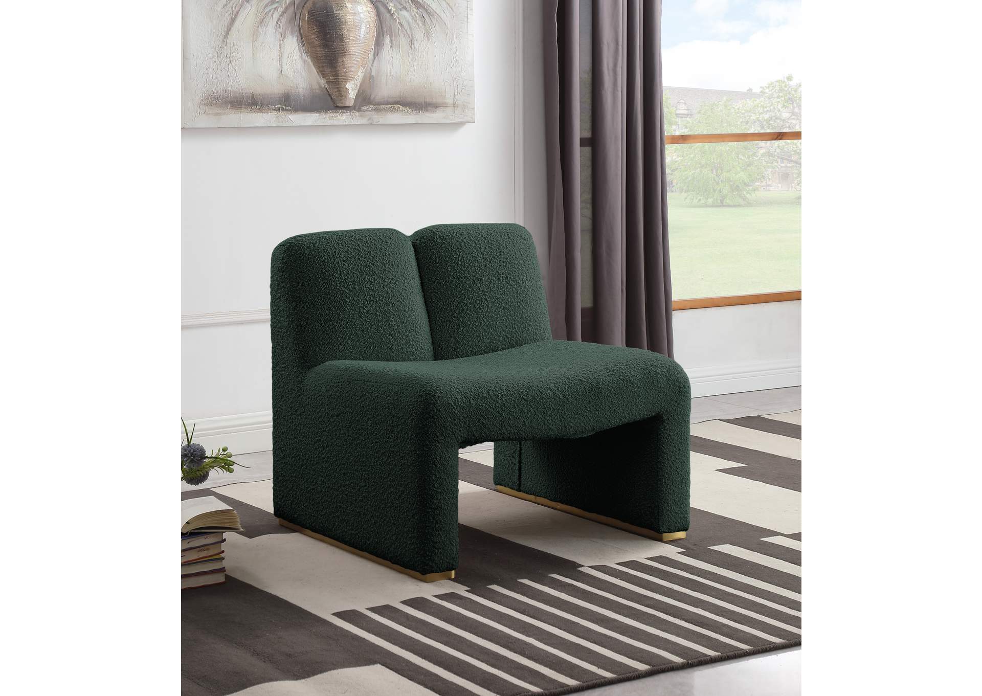 Alta Green Boucle Fabric Accent Chair,Meridian Furniture