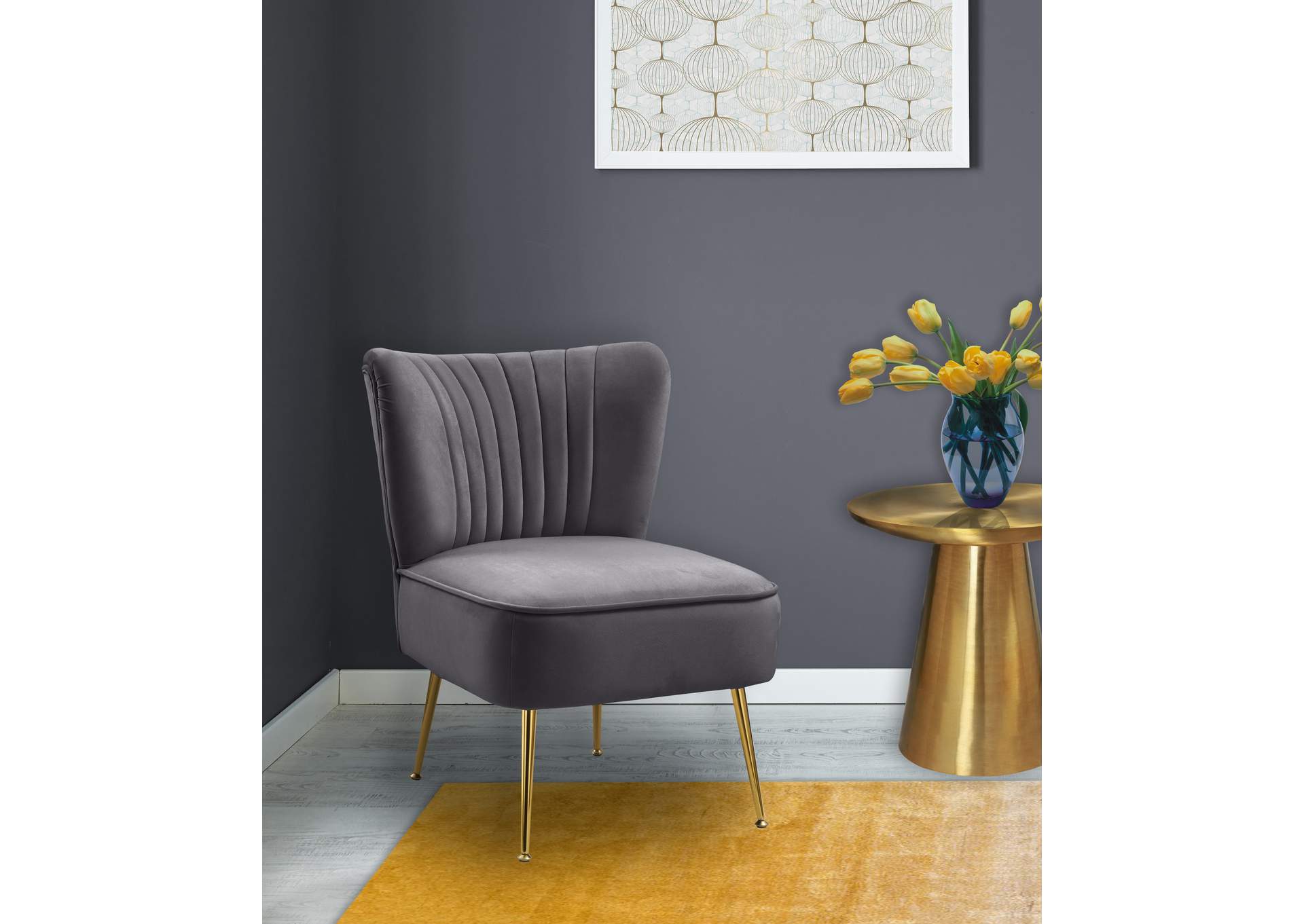 Twin Grey Velvet Accent Chair,Meridian Furniture