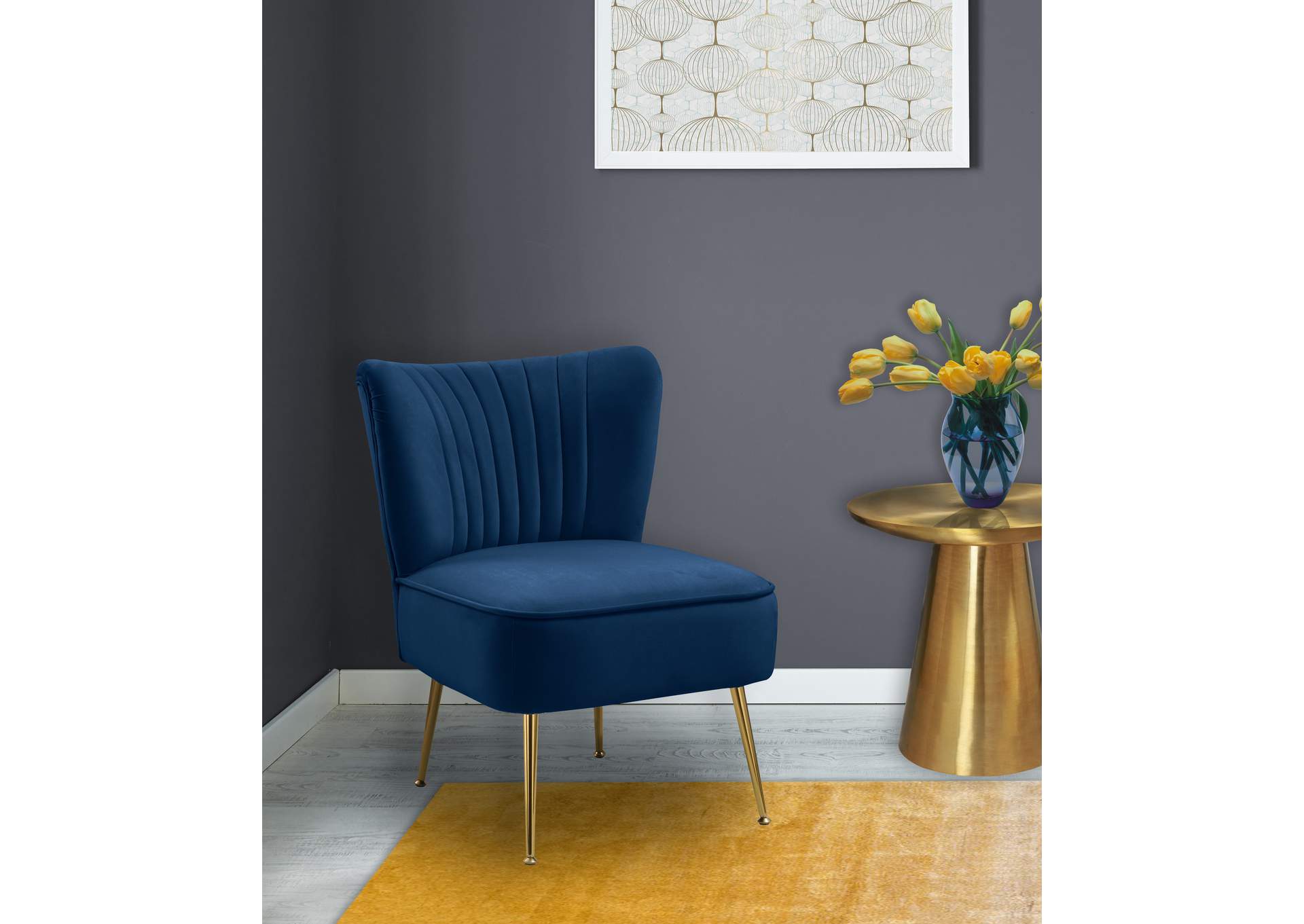 Twin Navy Velvet Accent Chair,Meridian Furniture