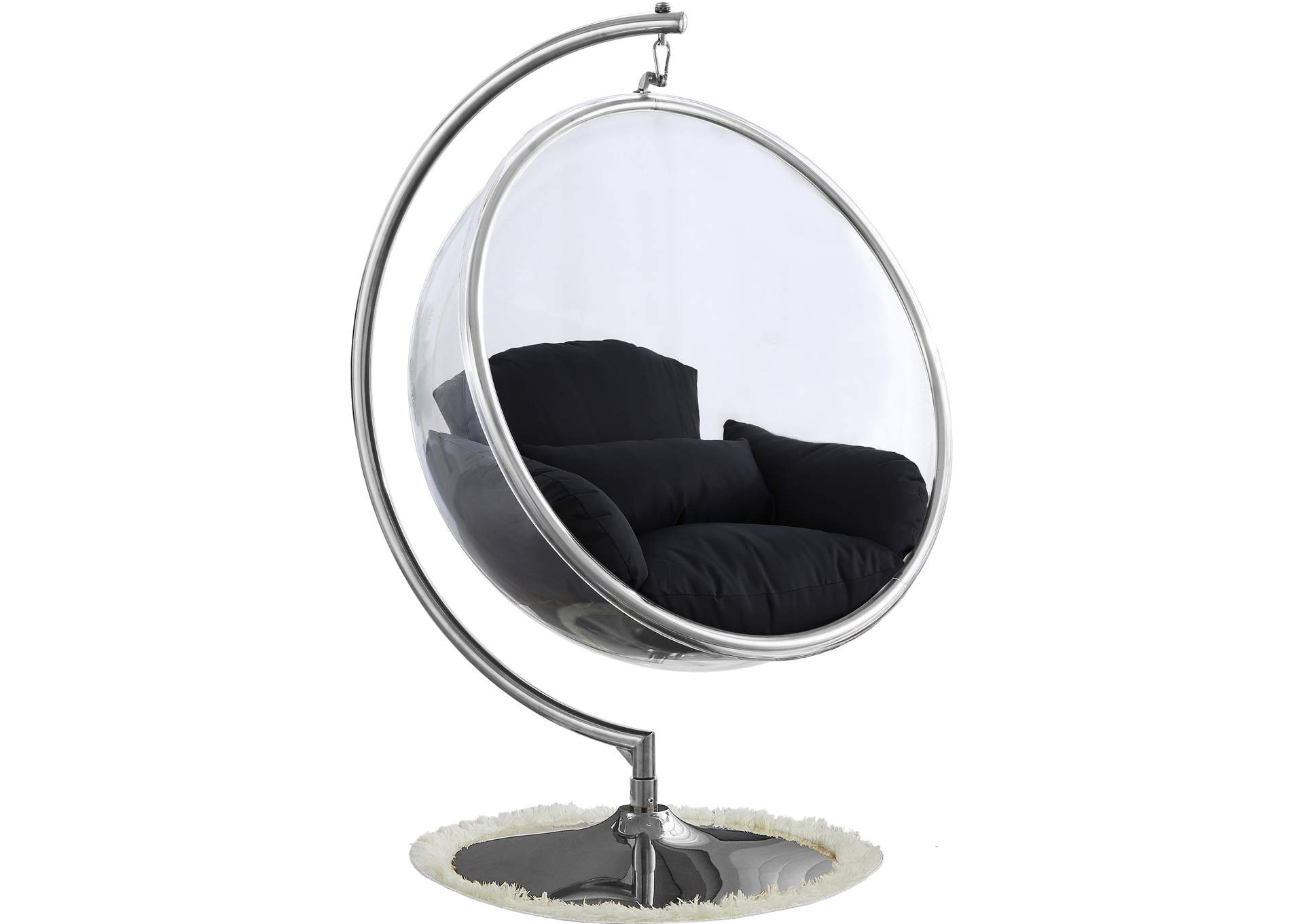 Luna Black Durable Fabric Acrylic Swing Chair,Meridian Furniture