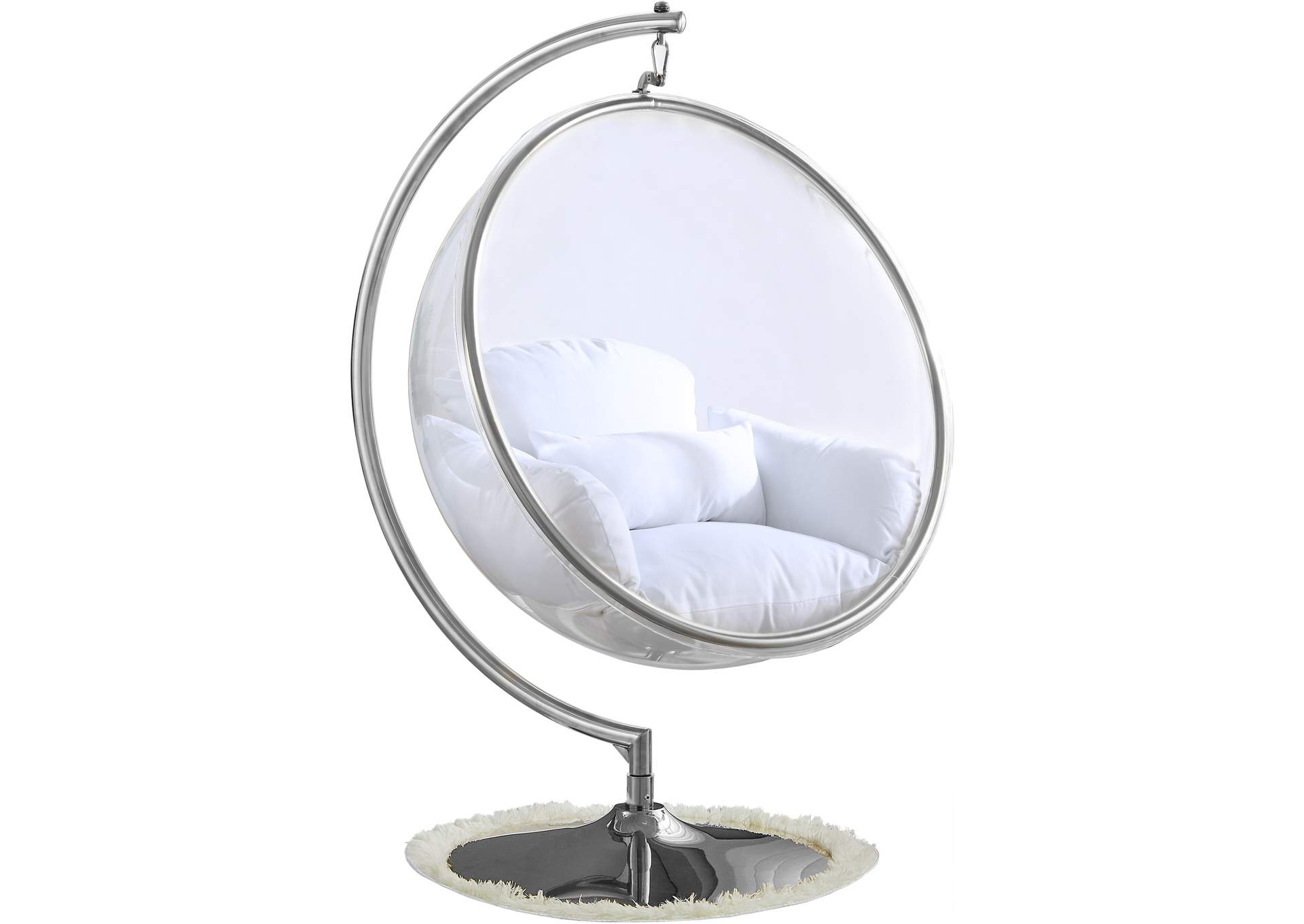 Luna White Durable Fabric Acrylic Swing Chair,Meridian Furniture