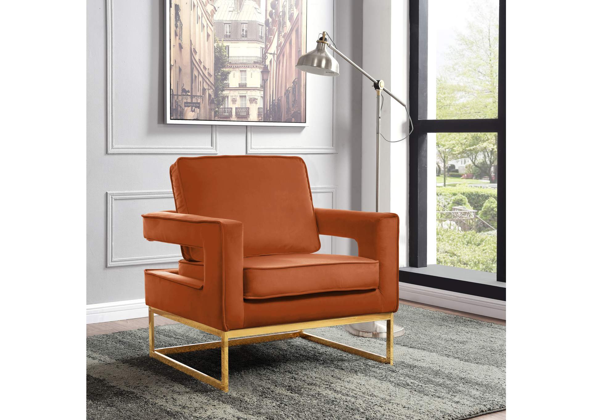 Noah Cognac Velvet Accent Chair,Meridian Furniture