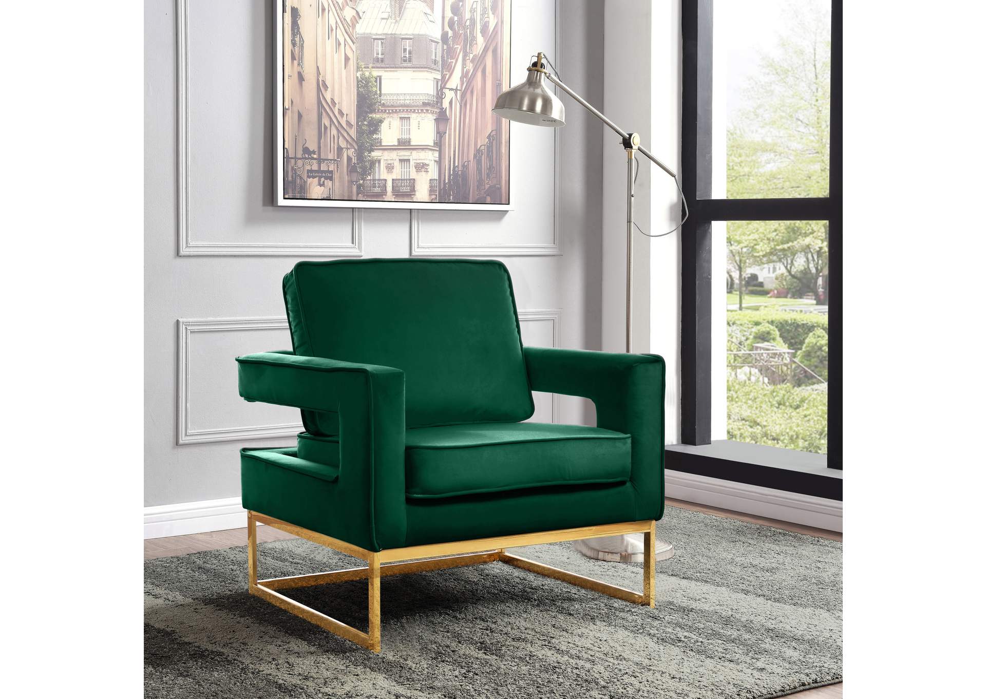 Noah Green Velvet Accent Chair,Meridian Furniture