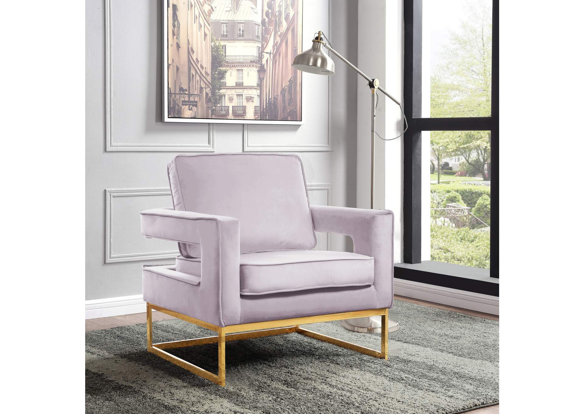 Noah Pink Velvet Accent Chair,Meridian Furniture