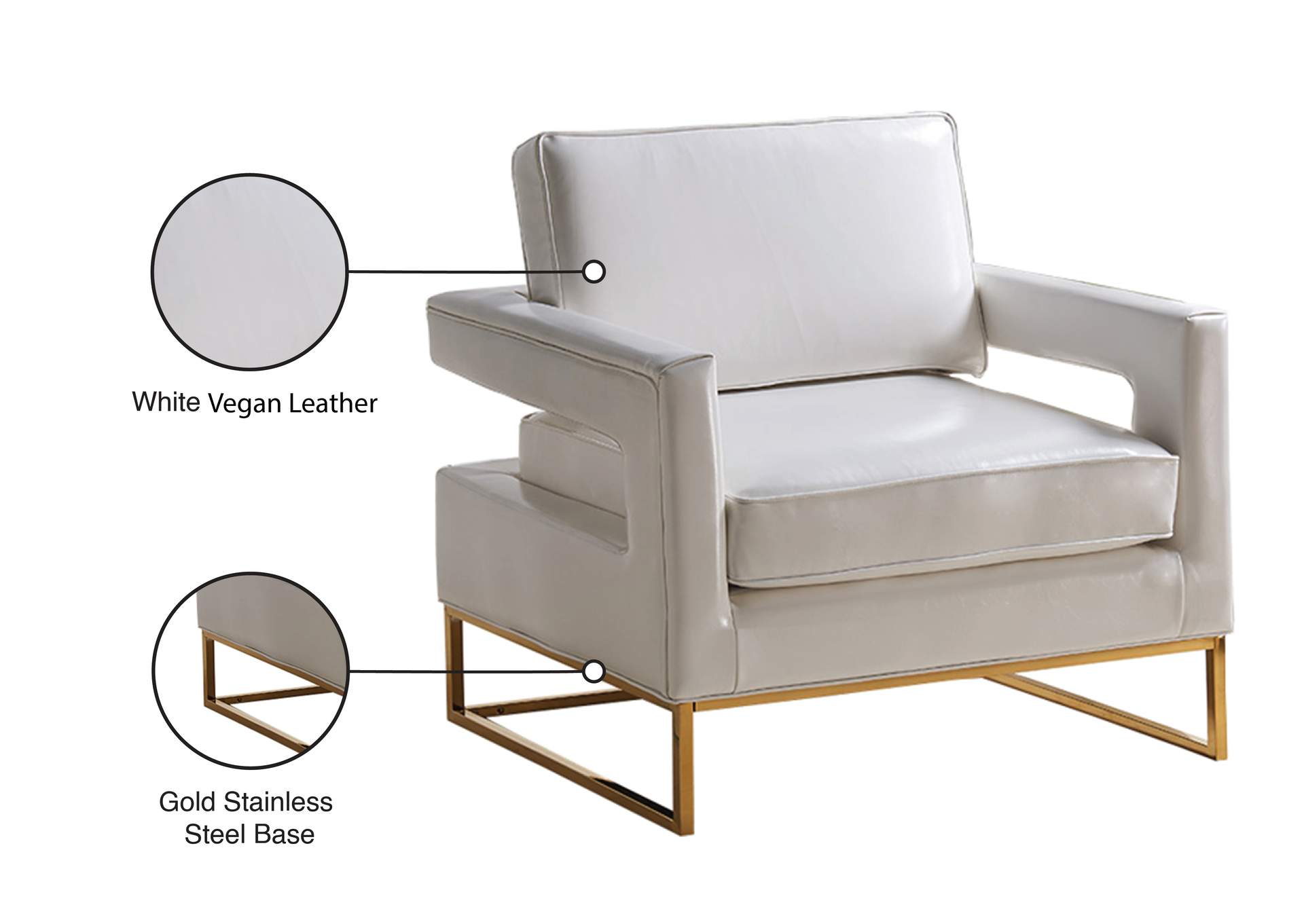 Amelia White Faux Leather Accent Chair,Meridian Furniture