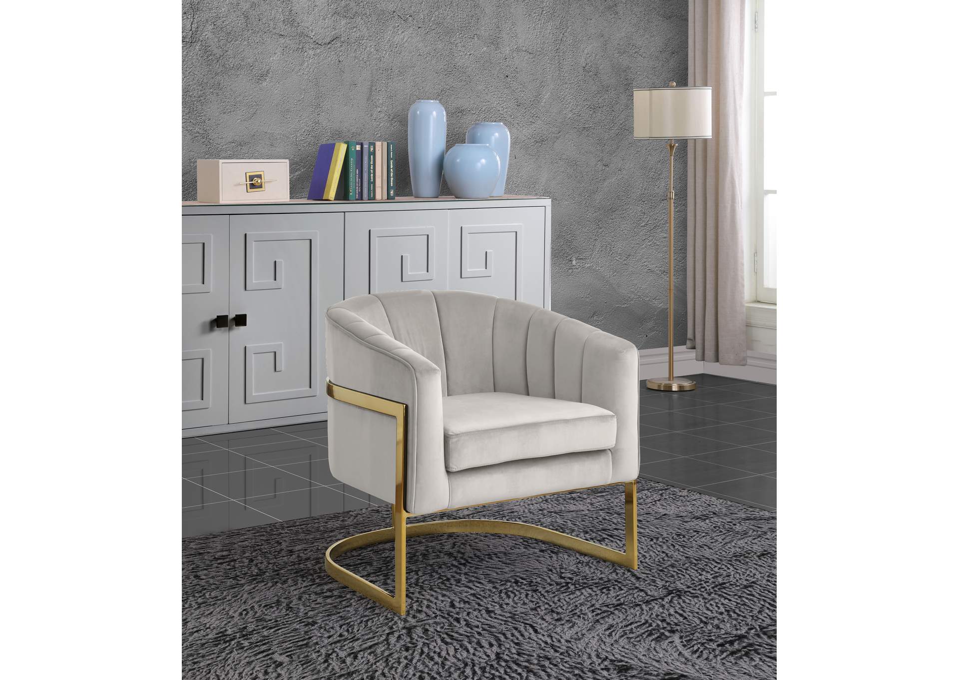 Carter Cream Velvet Accent Chair,Meridian Furniture