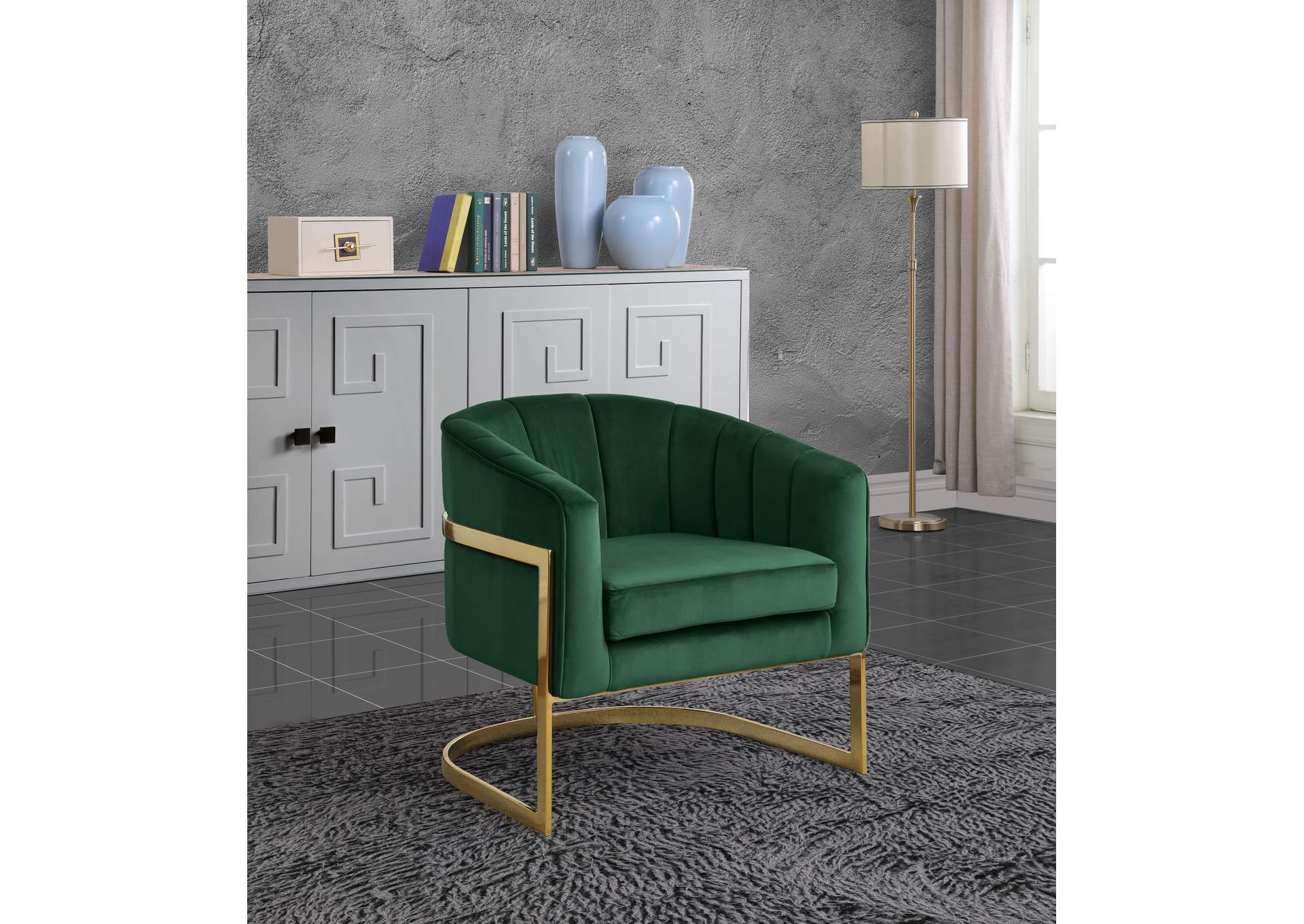 Carter Green Velvet Accent Chair,Meridian Furniture