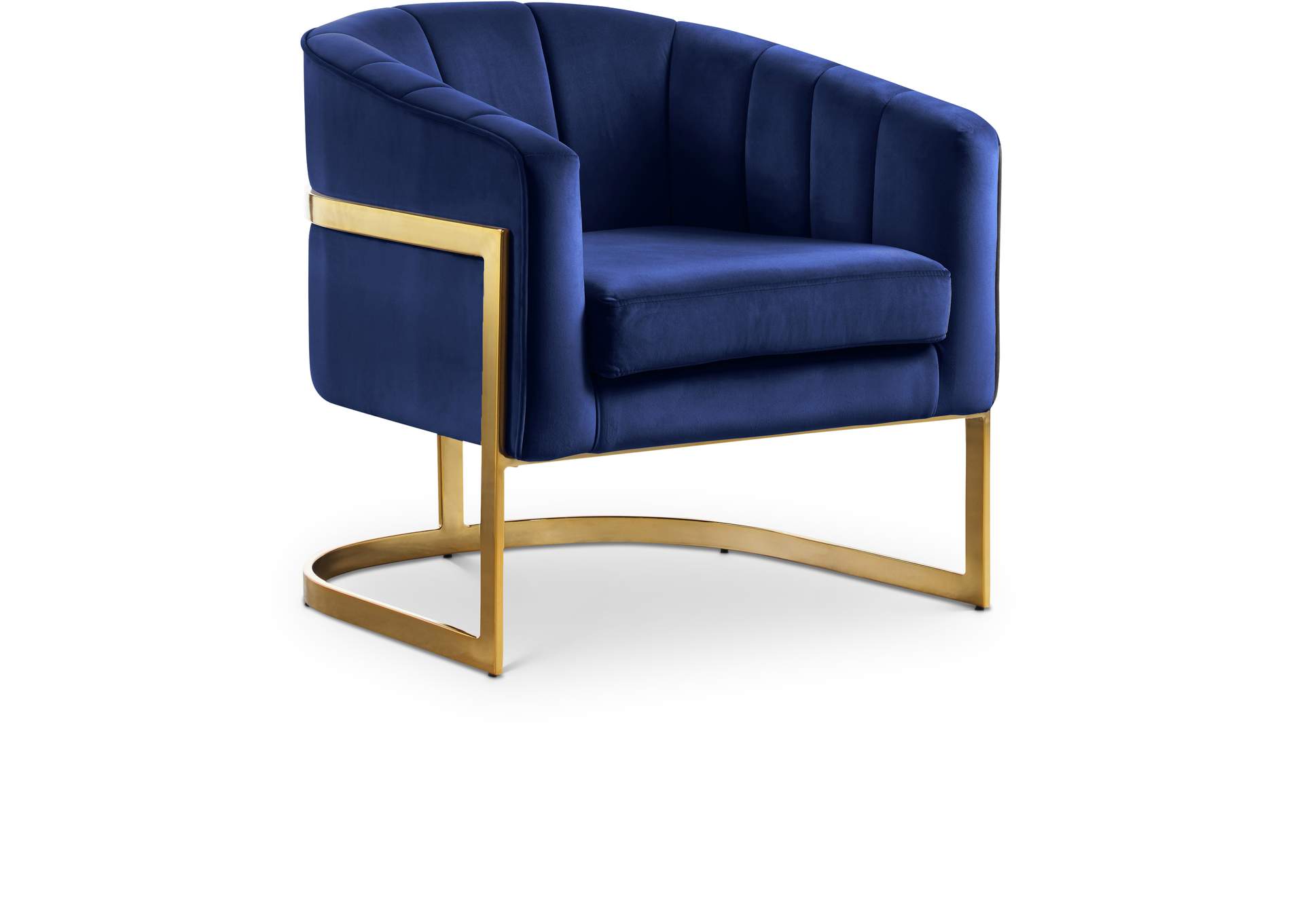 Carter Navy Velvet Accent Chair,Meridian Furniture