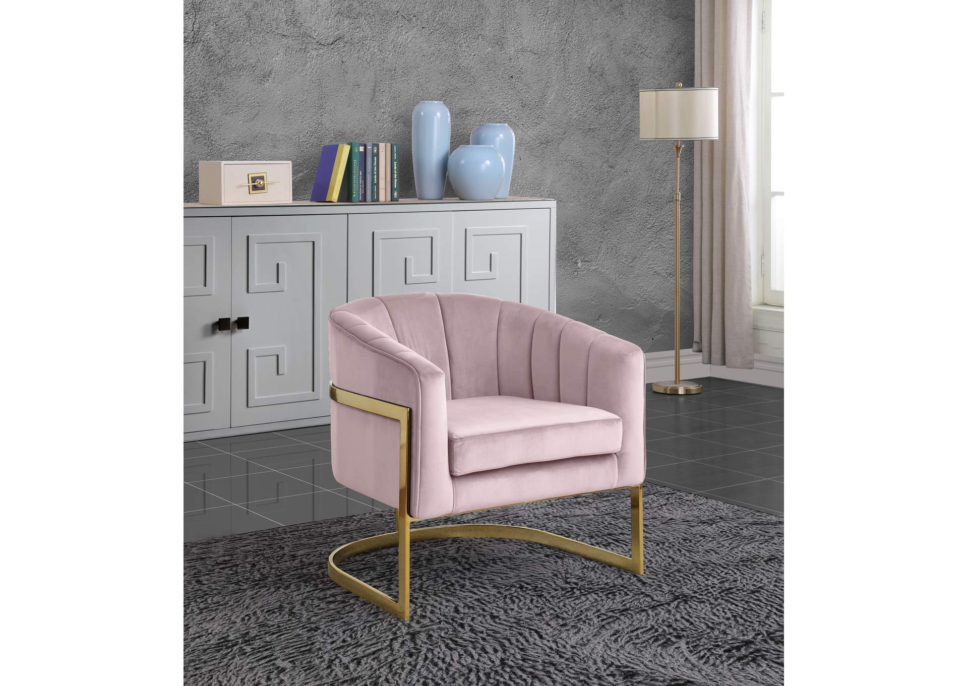 Carter Pink Velvet Accent Chair,Meridian Furniture