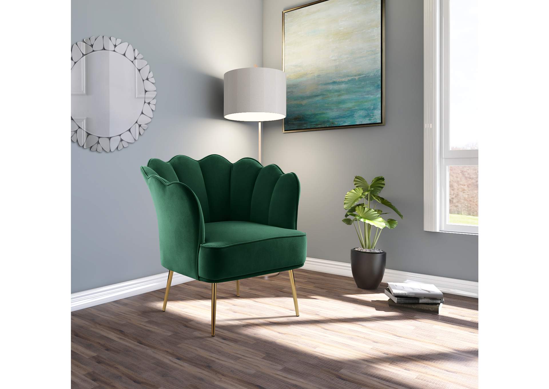 Jester Green Velvet Accent Chair,Meridian Furniture