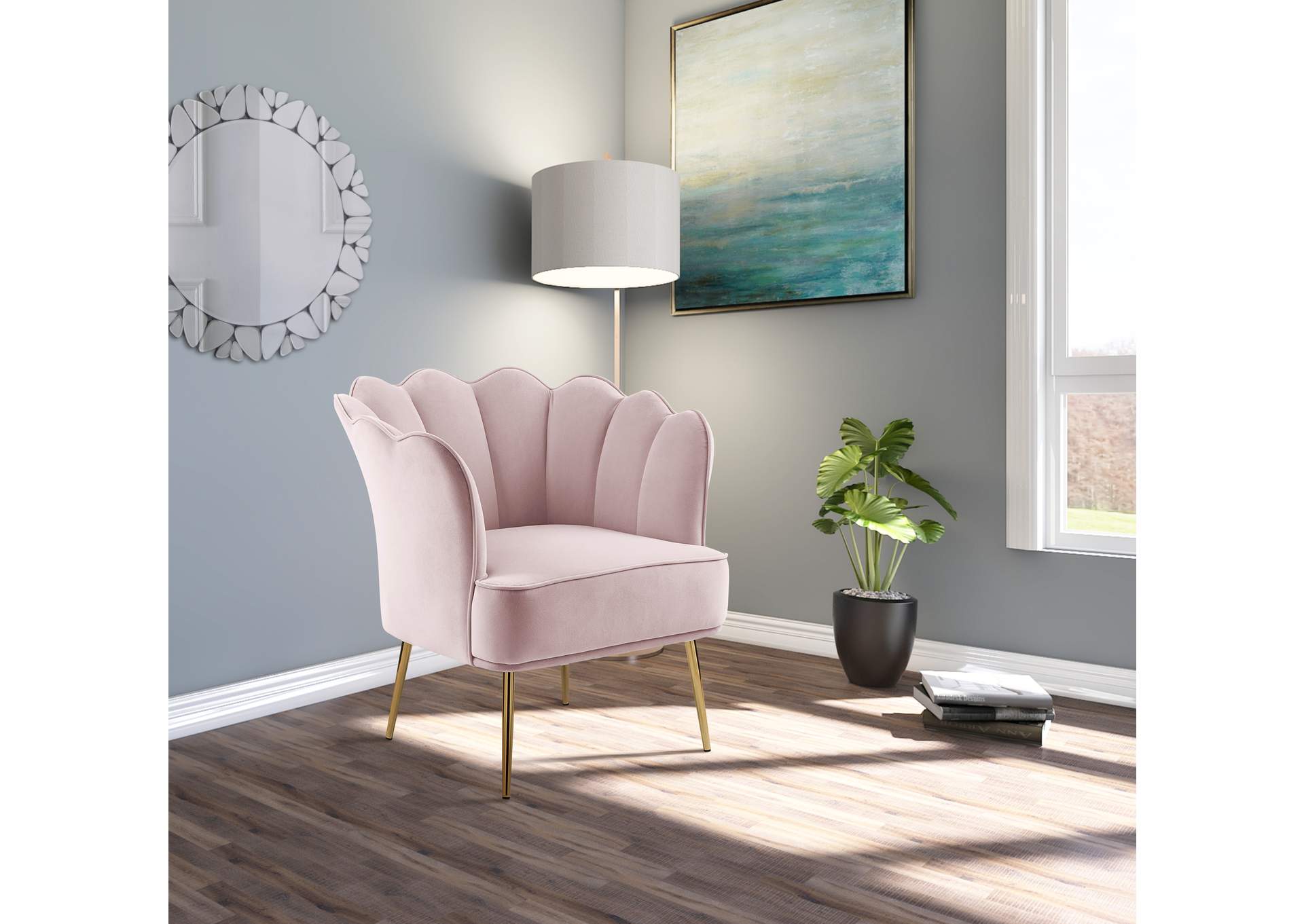 Jester Pink Velvet Accent Chair,Meridian Furniture